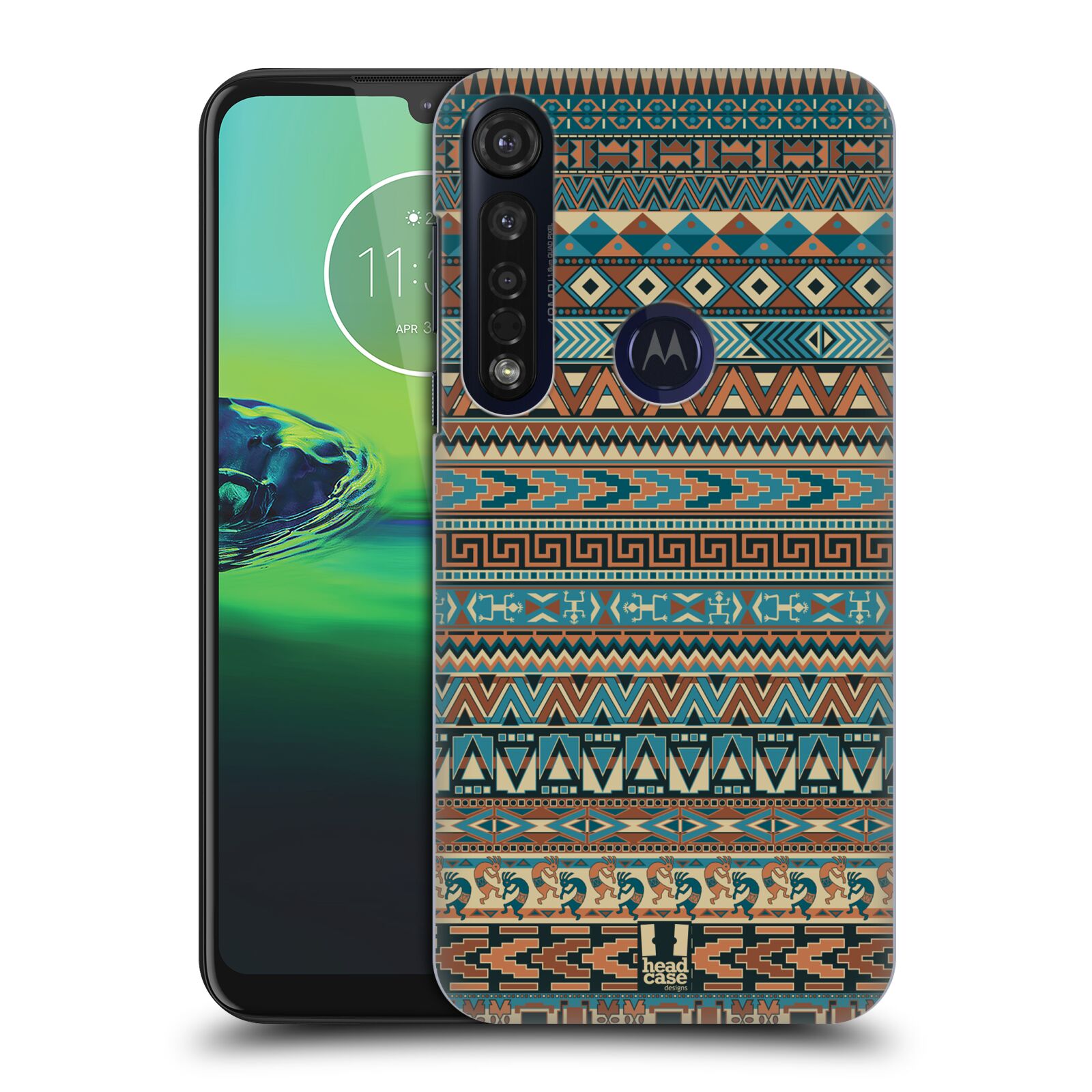 Pouzdro na mobil Motorola Moto G8 PLUS - HEAD CASE - vzor Indiánský vzor MODRÁ