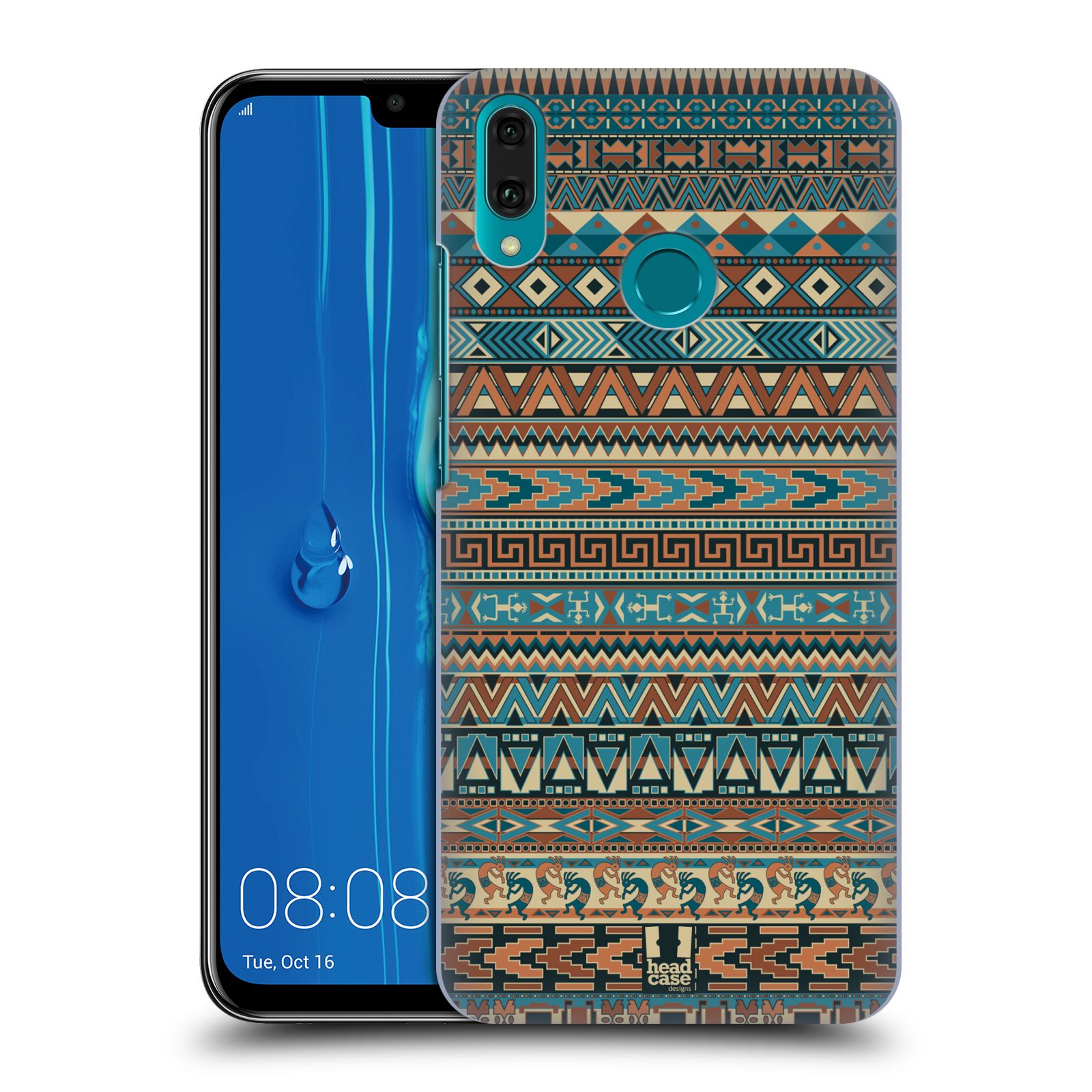 Pouzdro na mobil Huawei Y9 2019 - HEAD CASE - vzor Indiánský vzor MODRÁ