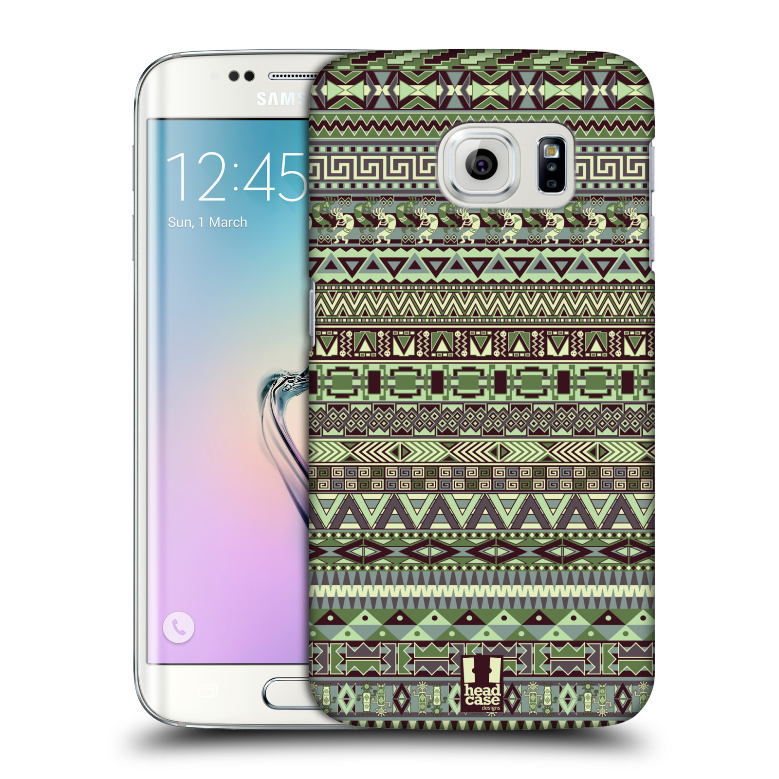 HEAD CASE plastový obal na mobil SAMSUNG Galaxy S6 EDGE (G9250, G925, G925F) vzor Indiánský vzor ZELENÁ