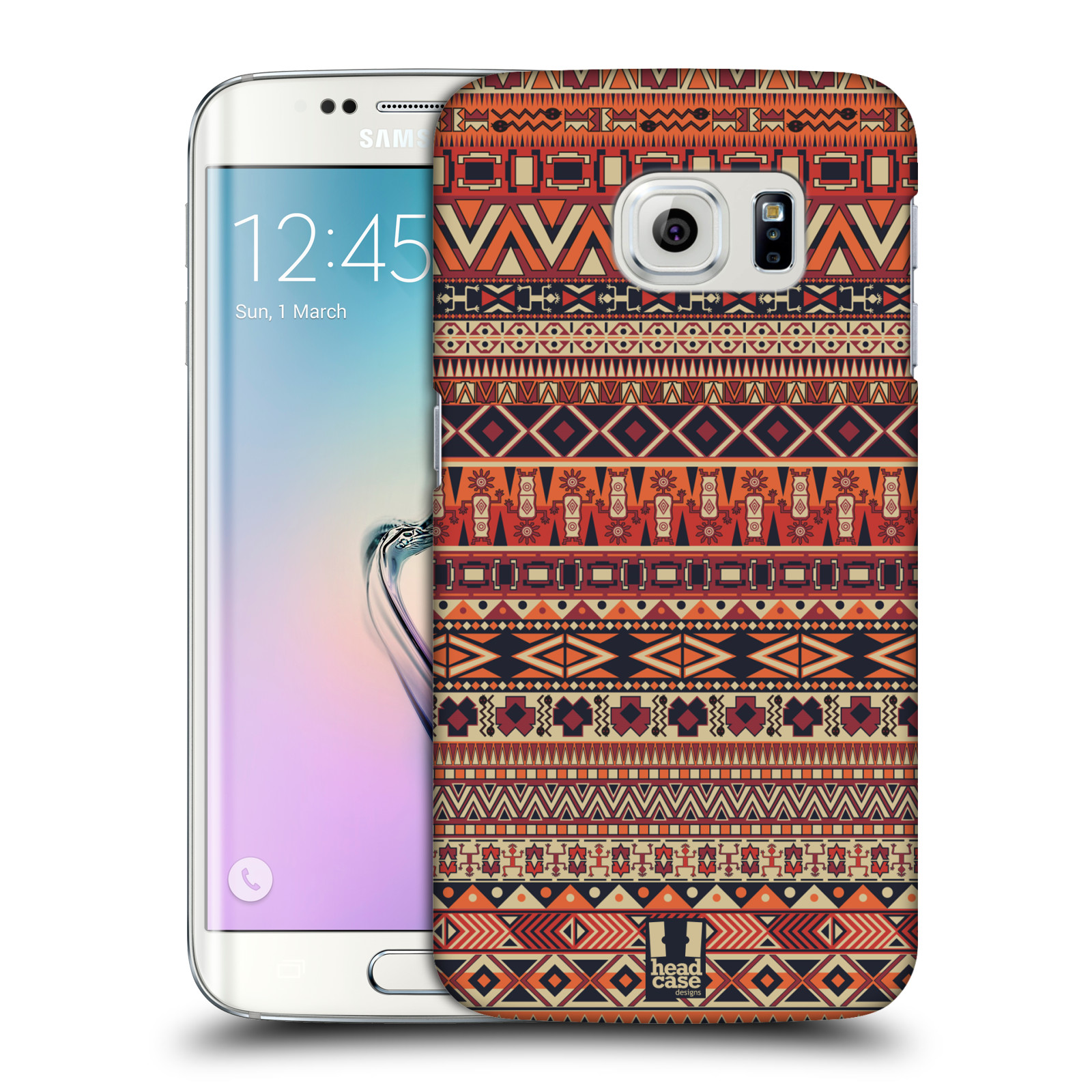 HEAD CASE plastový obal na mobil SAMSUNG Galaxy S6 EDGE (G9250, G925, G925F) vzor Indiánský vzor ČERVENÁ