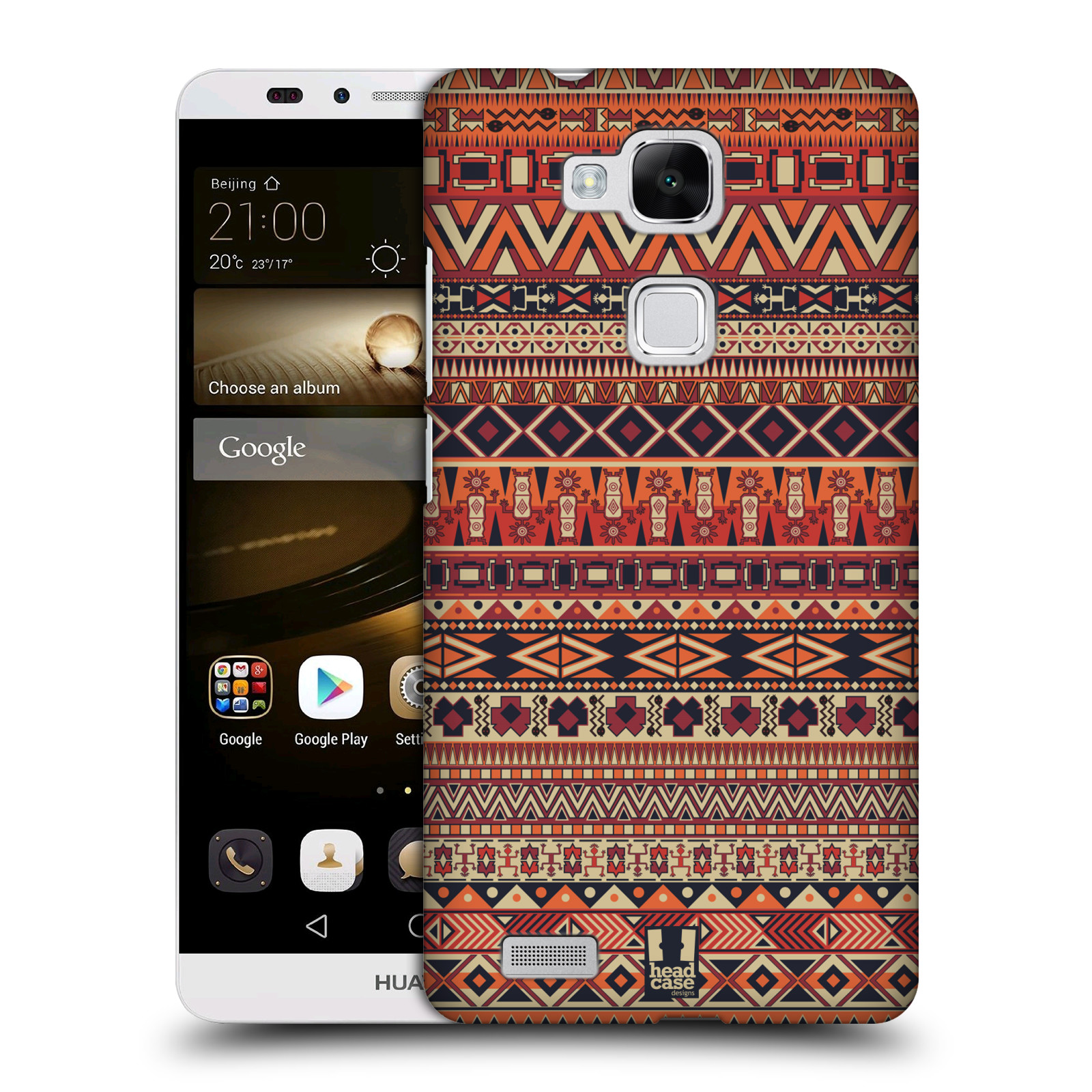 HEAD CASE plastový obal na mobil Huawei Mate 7 vzor Indiánský vzor ČERVENÁ