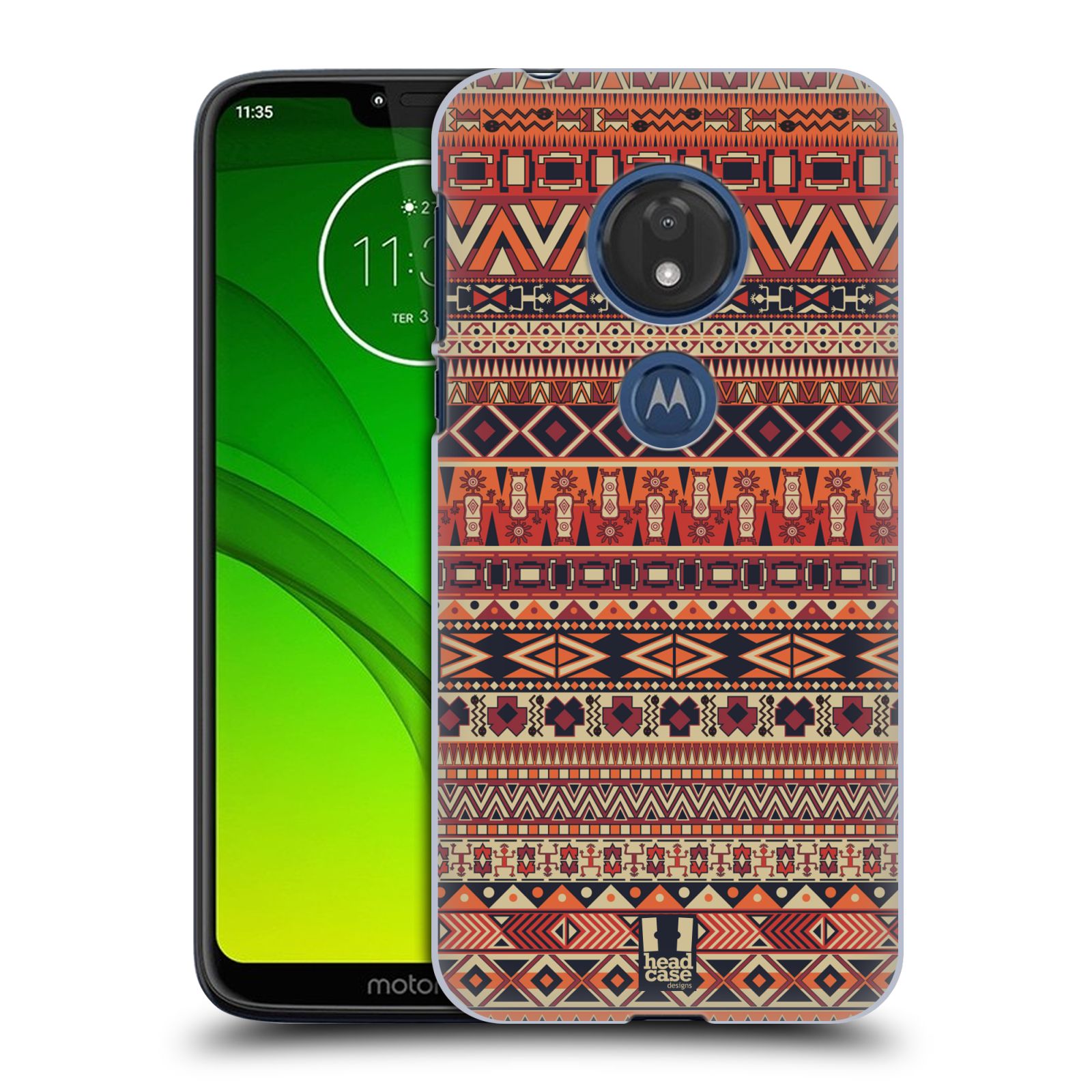 Pouzdro na mobil Motorola Moto G7 Play vzor Indiánský vzor ČERVENÁ