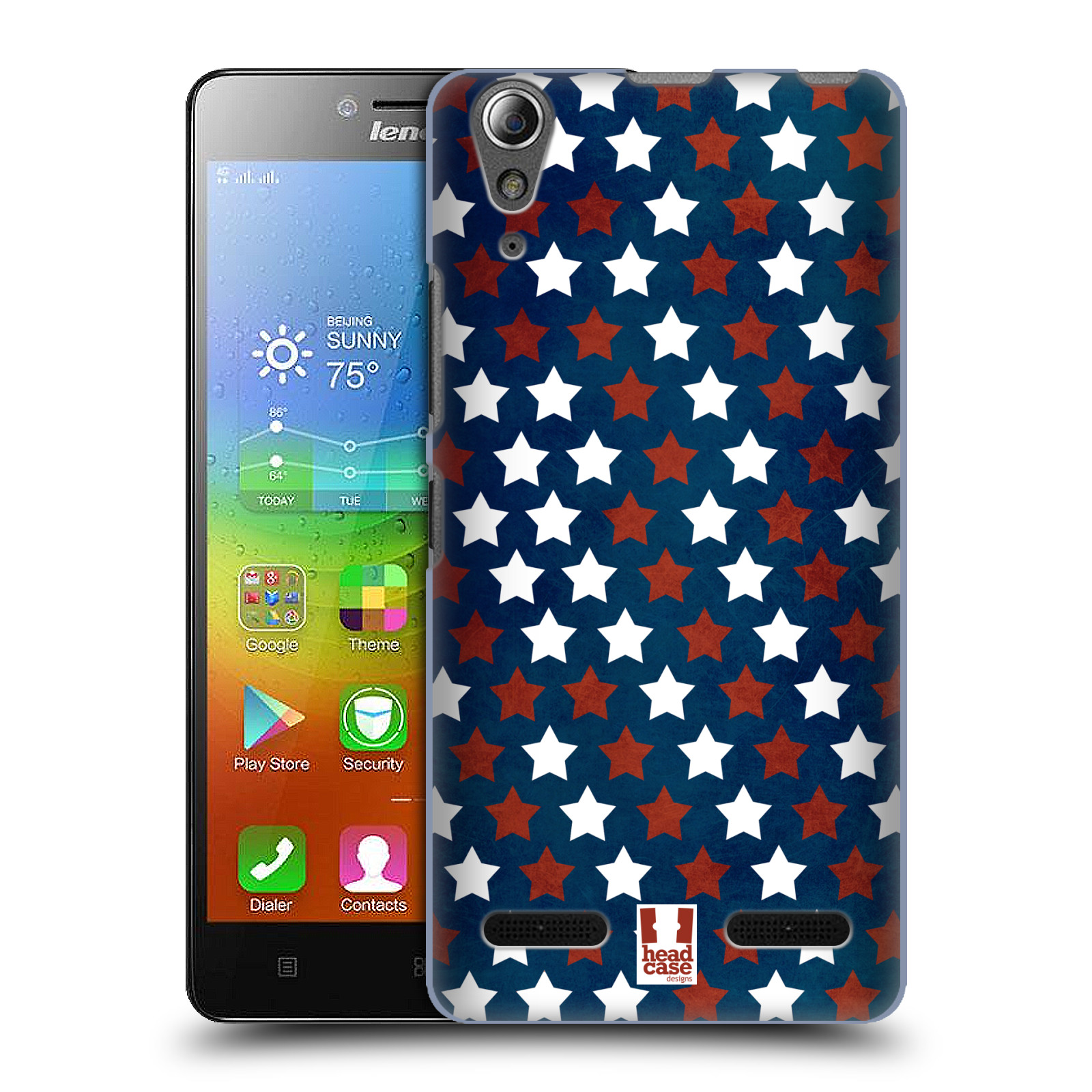 HEAD CASE pevný plastový obal na mobil LENOVO A6000 / A6000 PLUS vzor USA VLAJKA HVĚZDY V MODRÉM