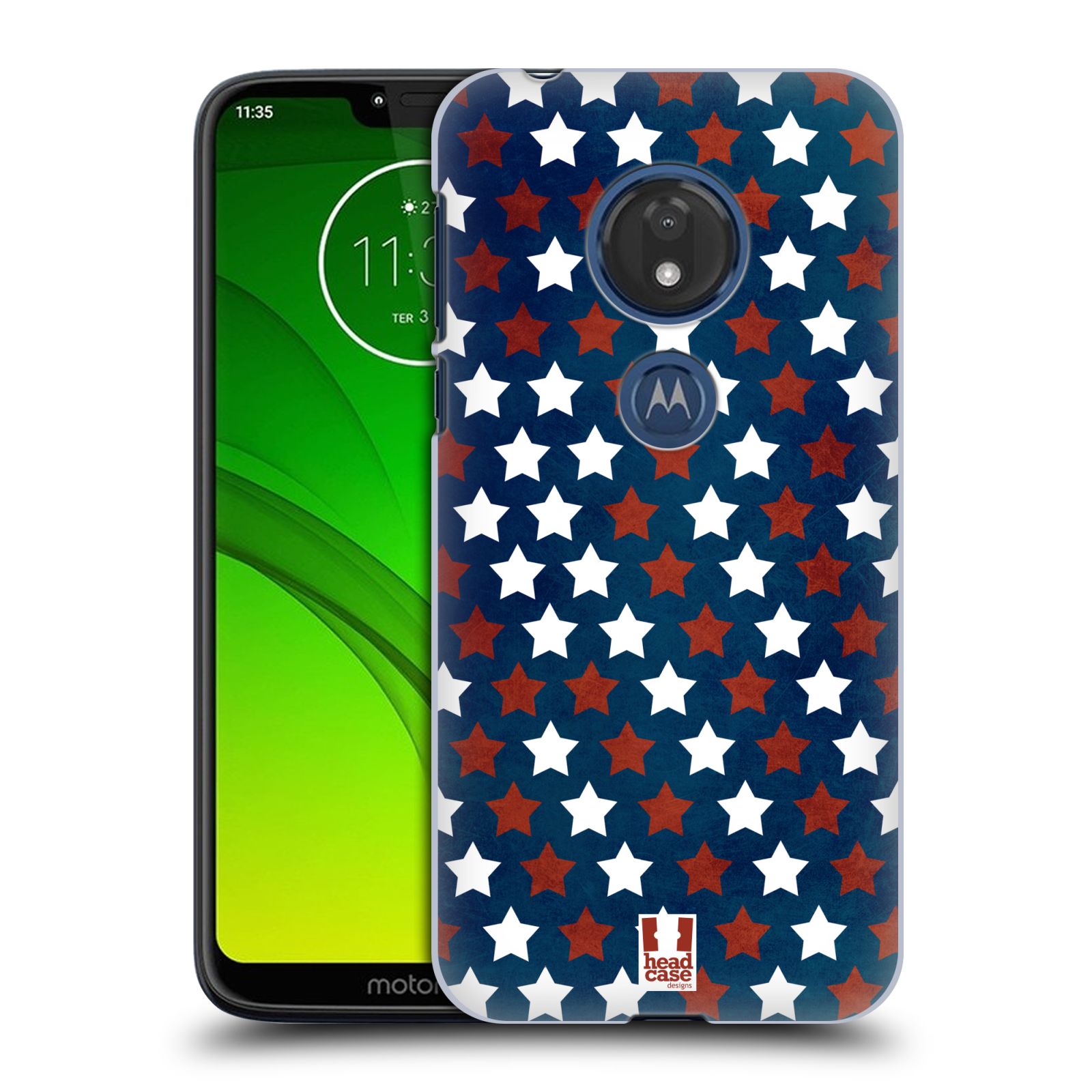 Pouzdro na mobil Motorola Moto G7 Play vzor USA VLAJKA HVĚZDY V MODRÉM