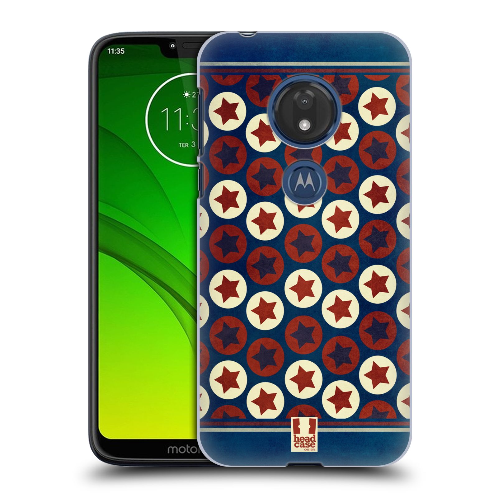 Pouzdro na mobil Motorola Moto G7 Play vzor USA VLAJKA KRUHY A HVĚZDY