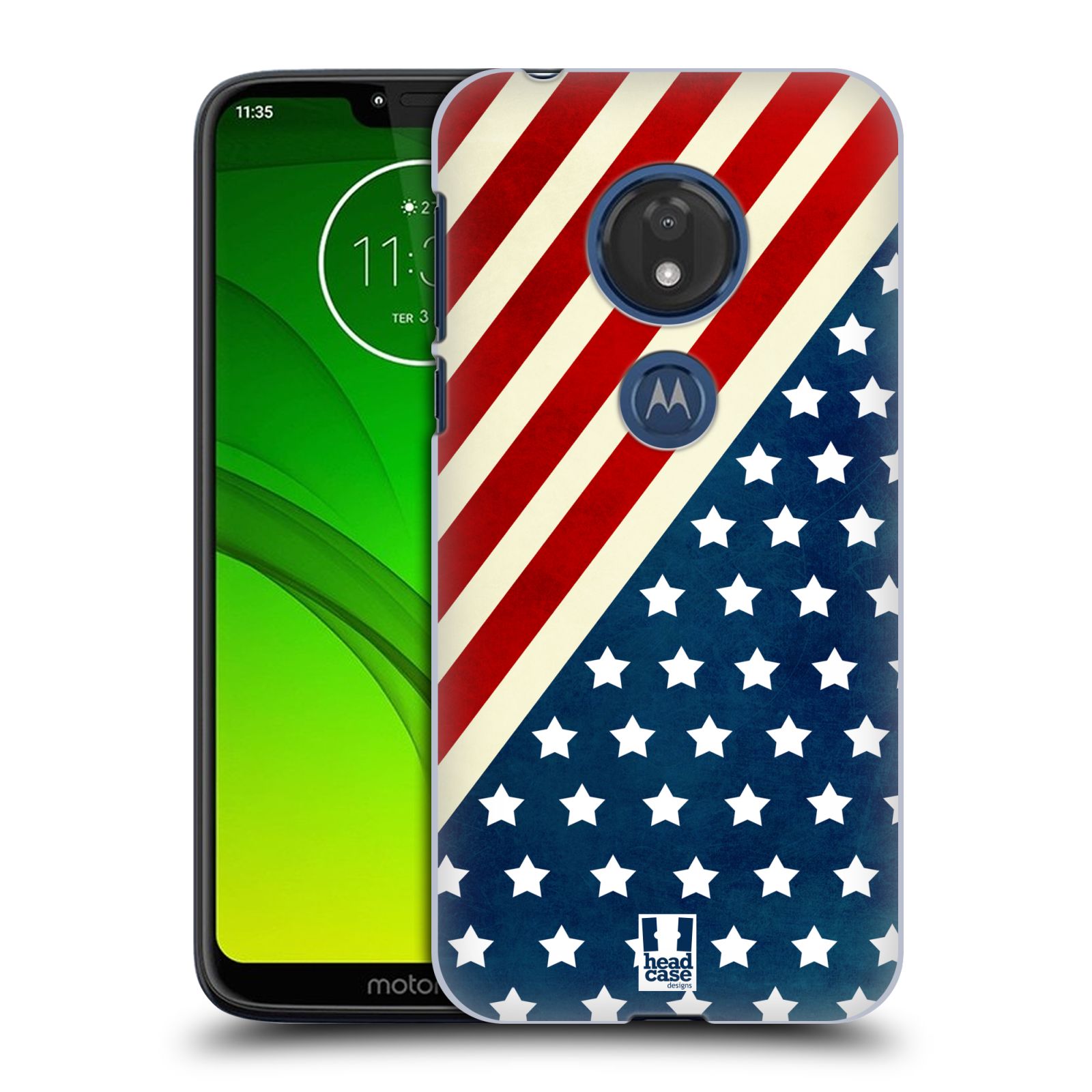 Pouzdro na mobil Motorola Moto G7 Play vzor USA VLAJKA DIAGONÁLA