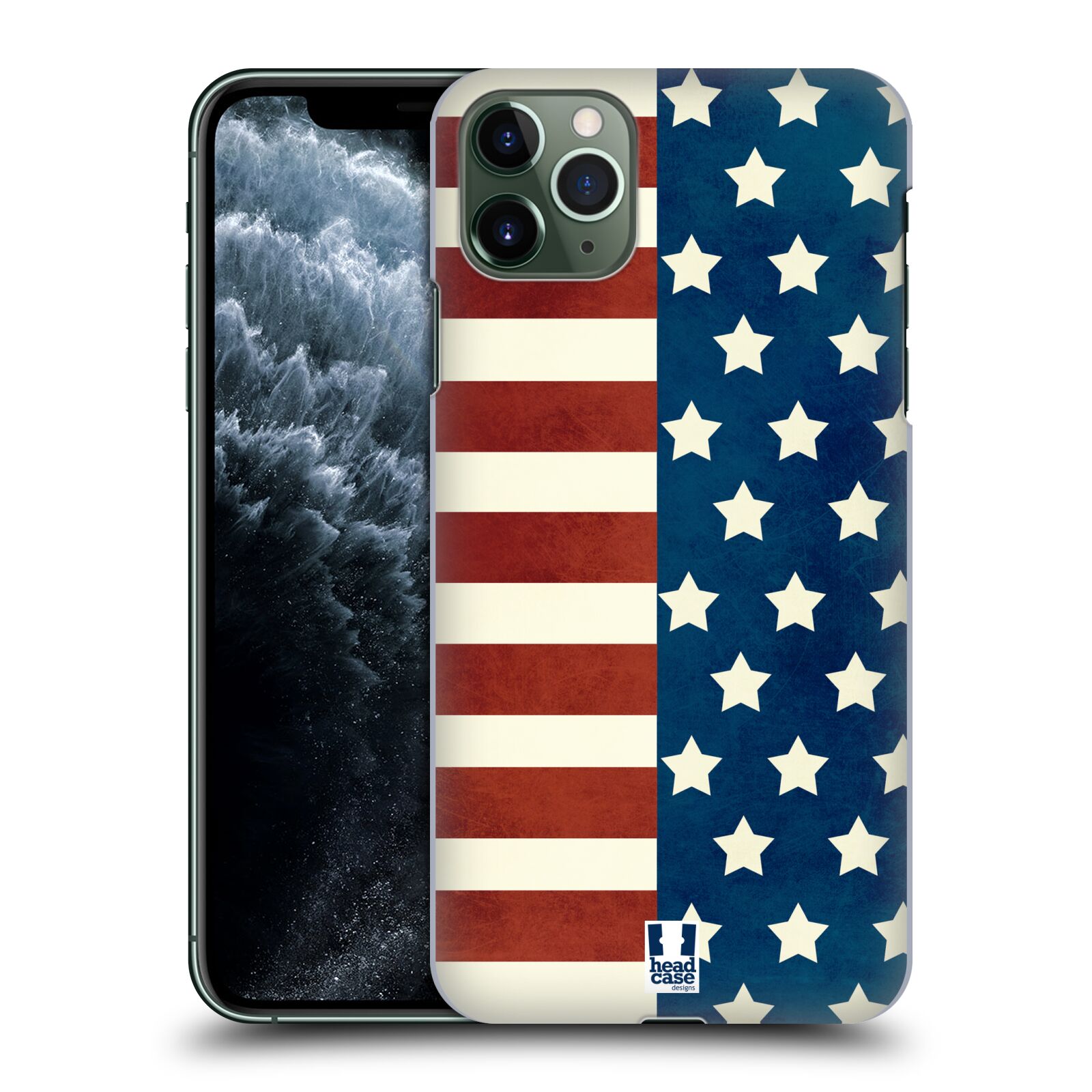 Pouzdro na mobil Apple Iphone 11 PRO MAX - HEAD CASE - vzor USA VLAJKA HVĚZDY A PRUHY