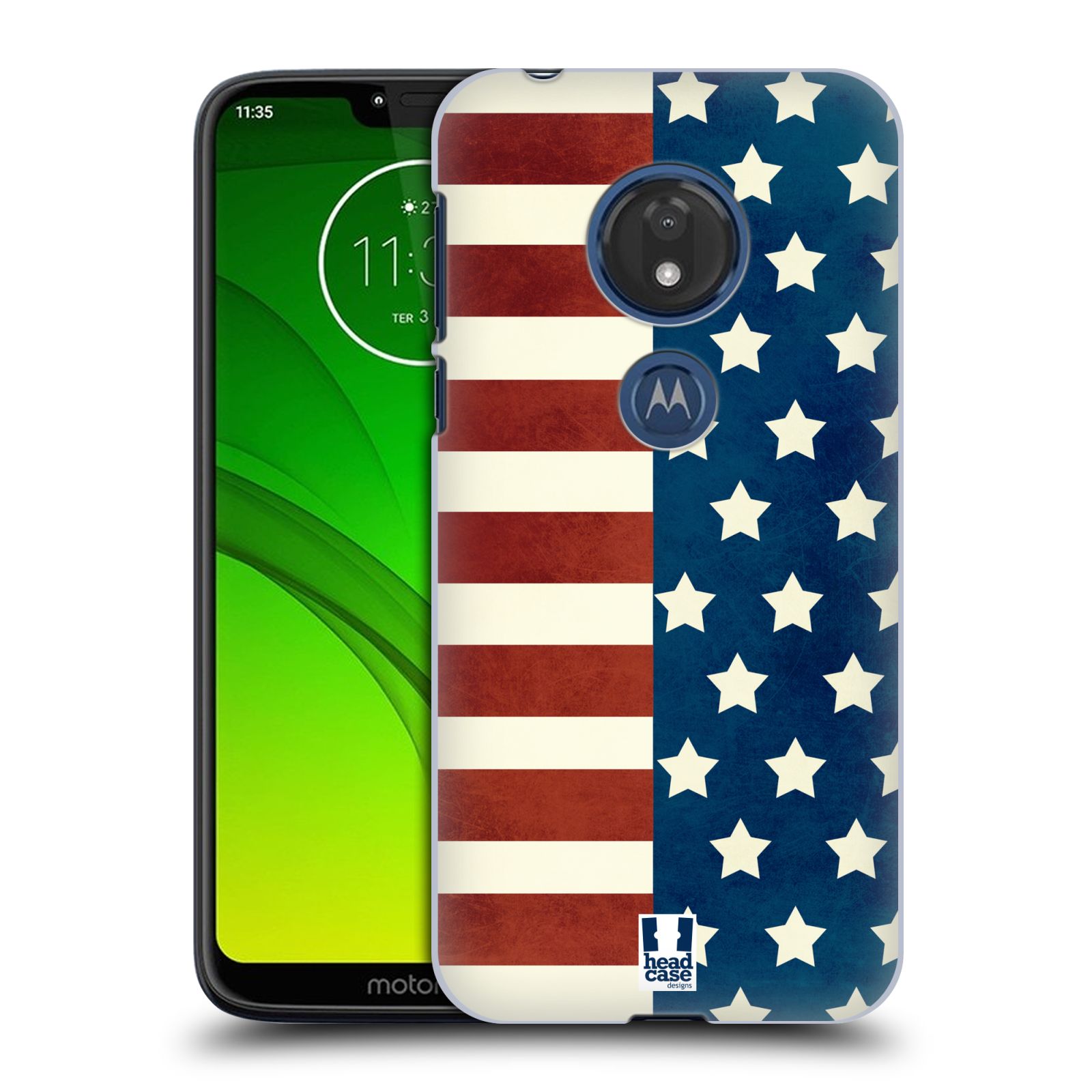 Pouzdro na mobil Motorola Moto G7 Play vzor USA VLAJKA HVĚZDY A PRUHY