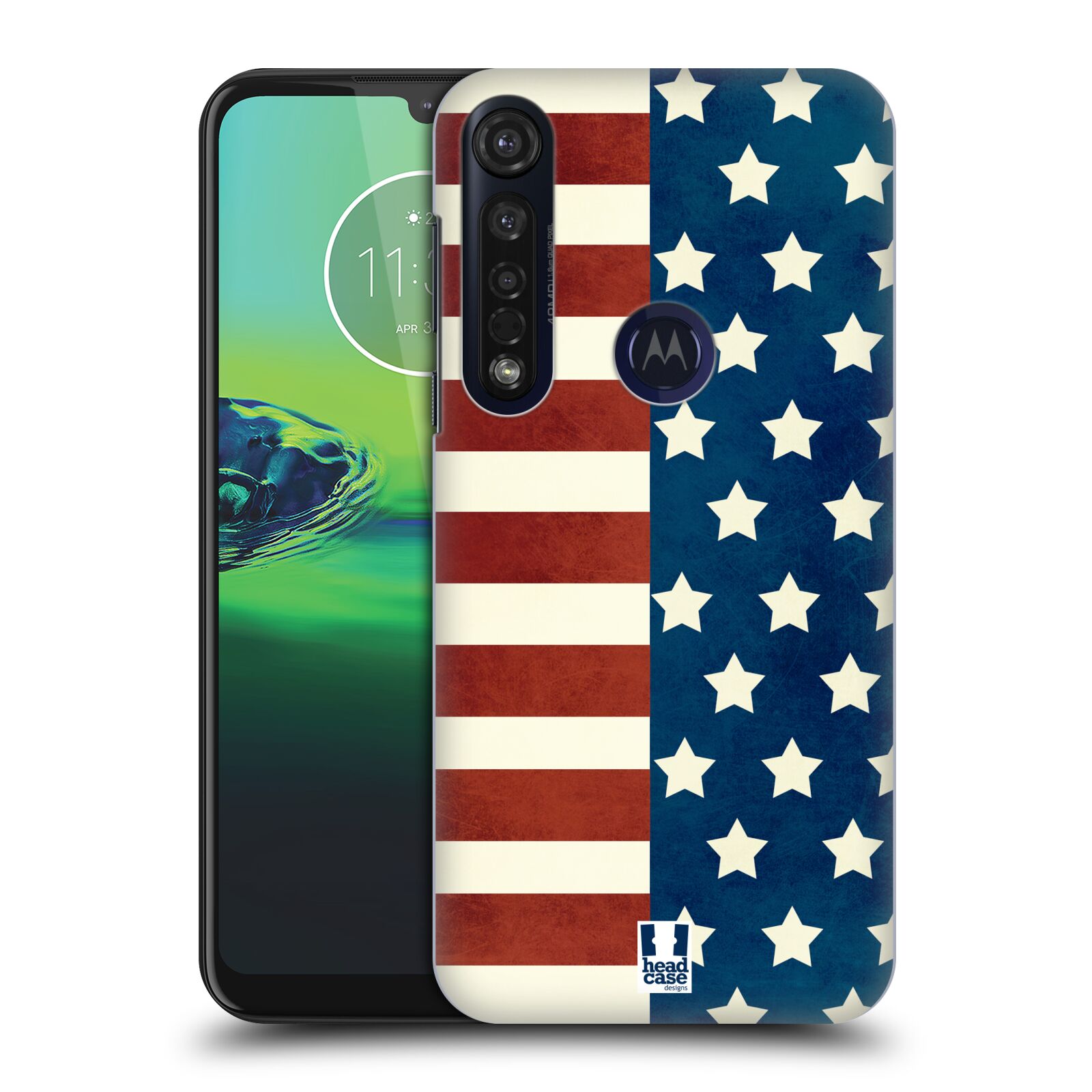 Pouzdro na mobil Motorola Moto G8 PLUS - HEAD CASE - vzor USA VLAJKA HVĚZDY A PRUHY