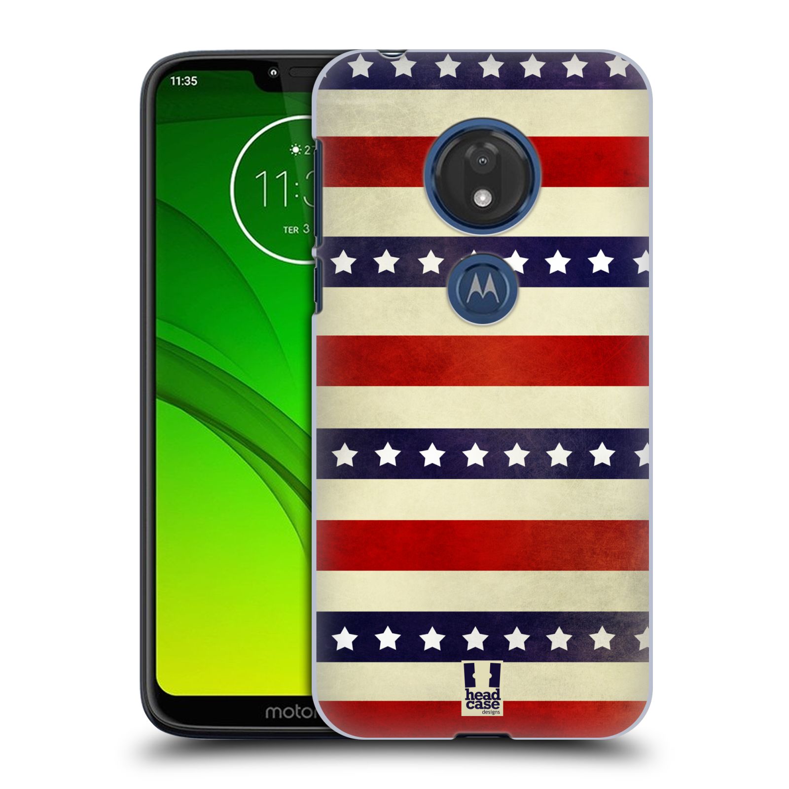 Pouzdro na mobil Motorola Moto G7 Play vzor USA VLAJKA 3 RUDÉ PRUHY