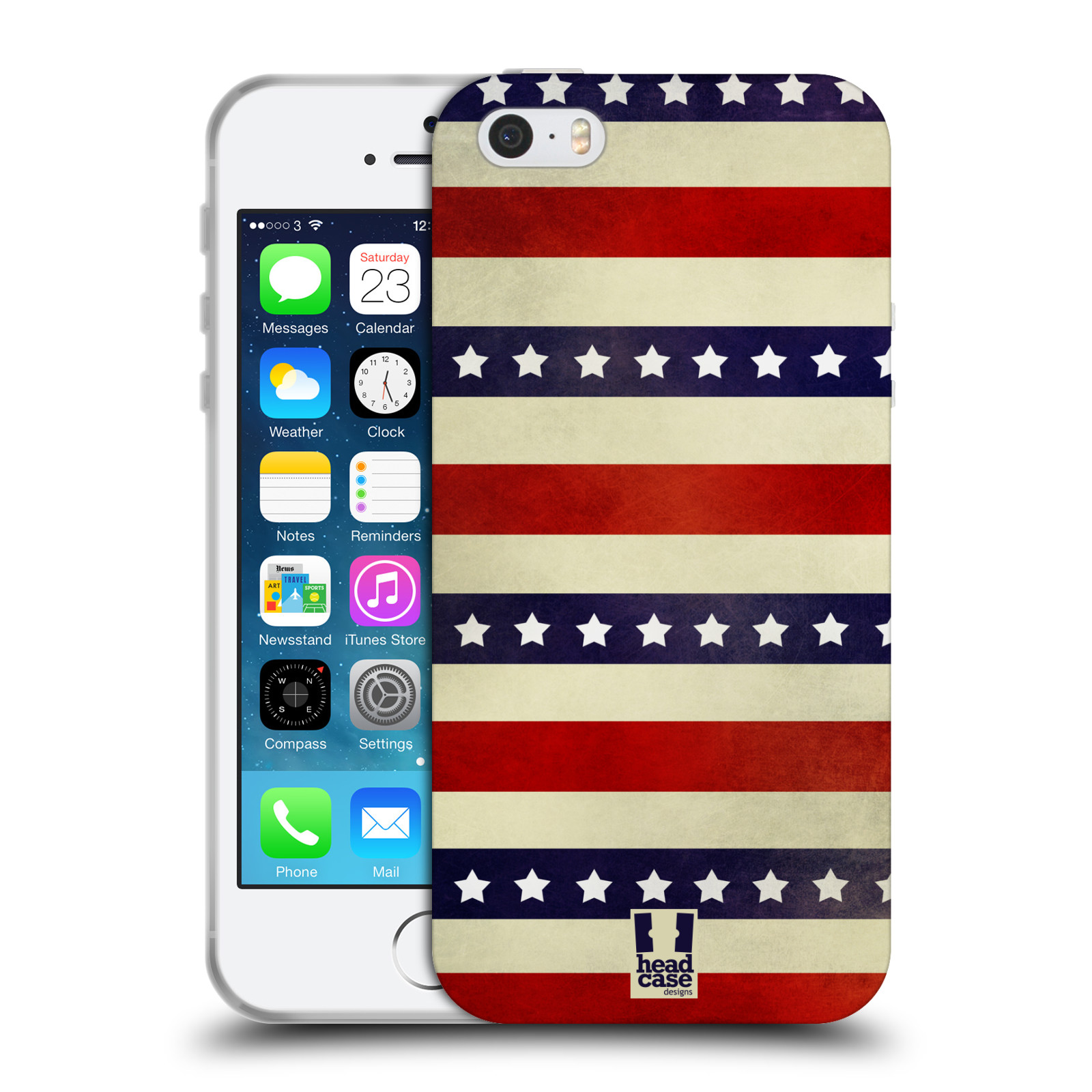 HEAD CASE silikonový obal na mobil Apple Iphone 5/5S vzor USA VLAJKA 3 RUDÉ PRUHY