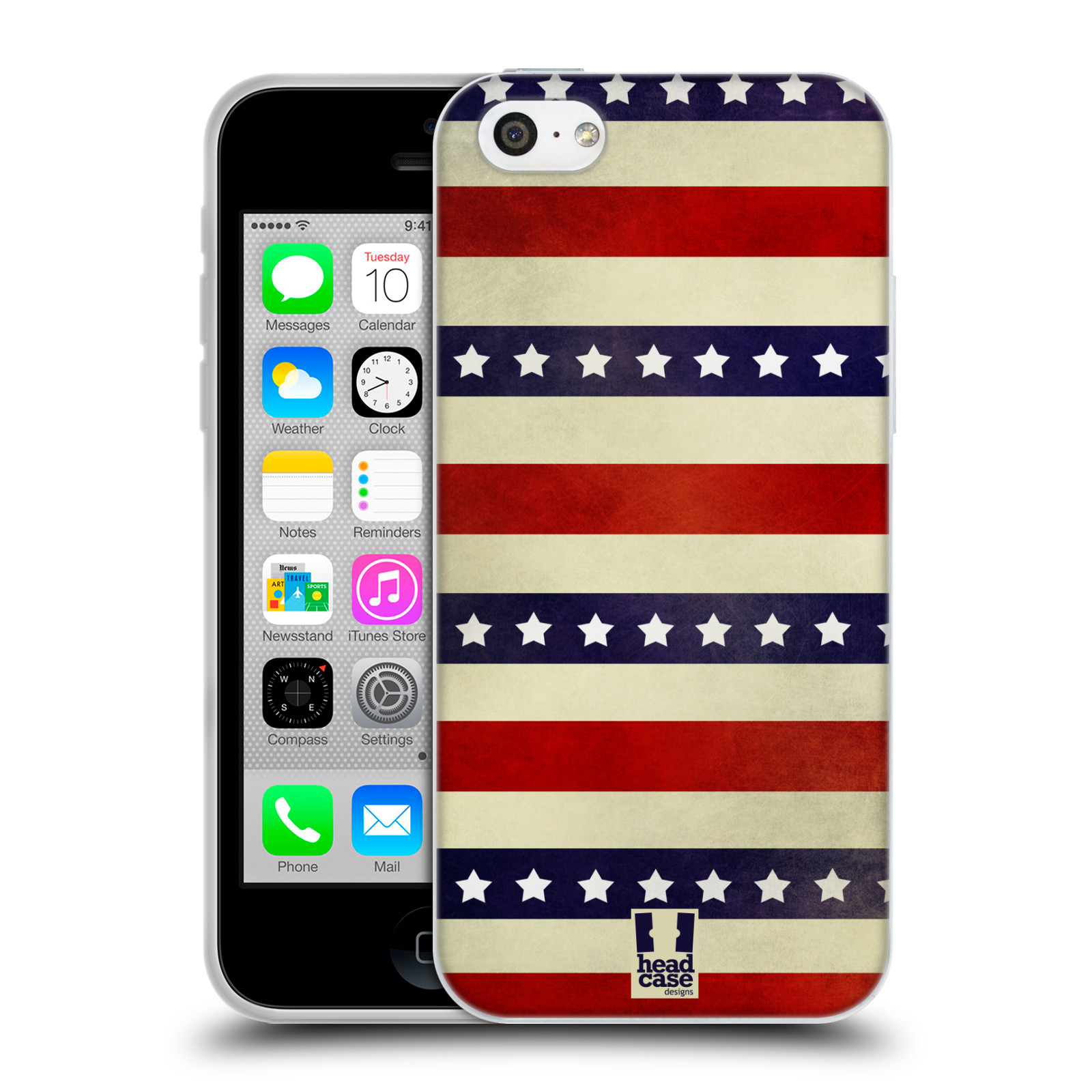 HEAD CASE silikonový obal na mobil Apple Iphone 5C vzor USA VLAJKA 3 RUDÉ PRUHY