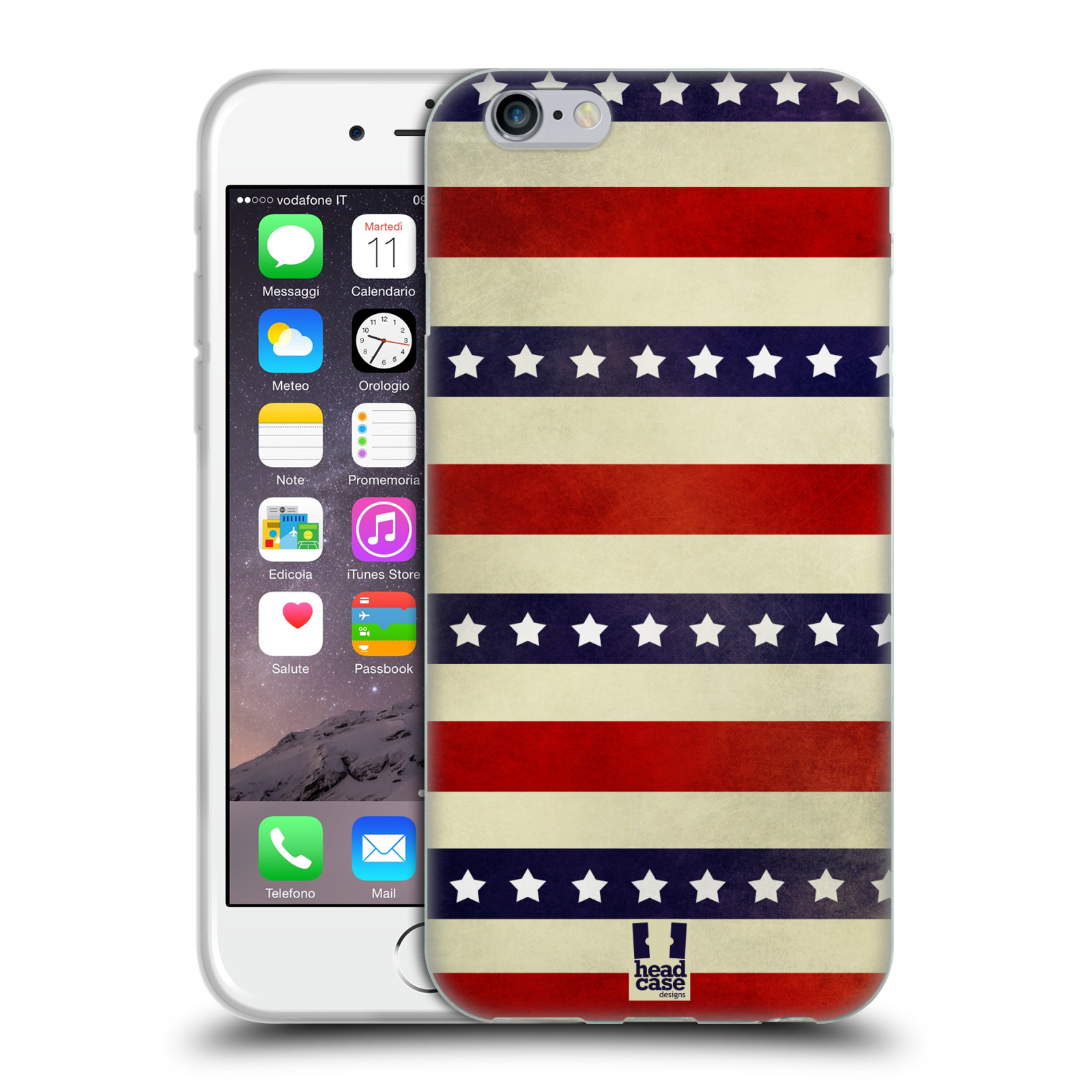 HEAD CASE silikonový obal na mobil Apple Iphone 6/6S vzor USA VLAJKA 3 RUDÉ PRUHY