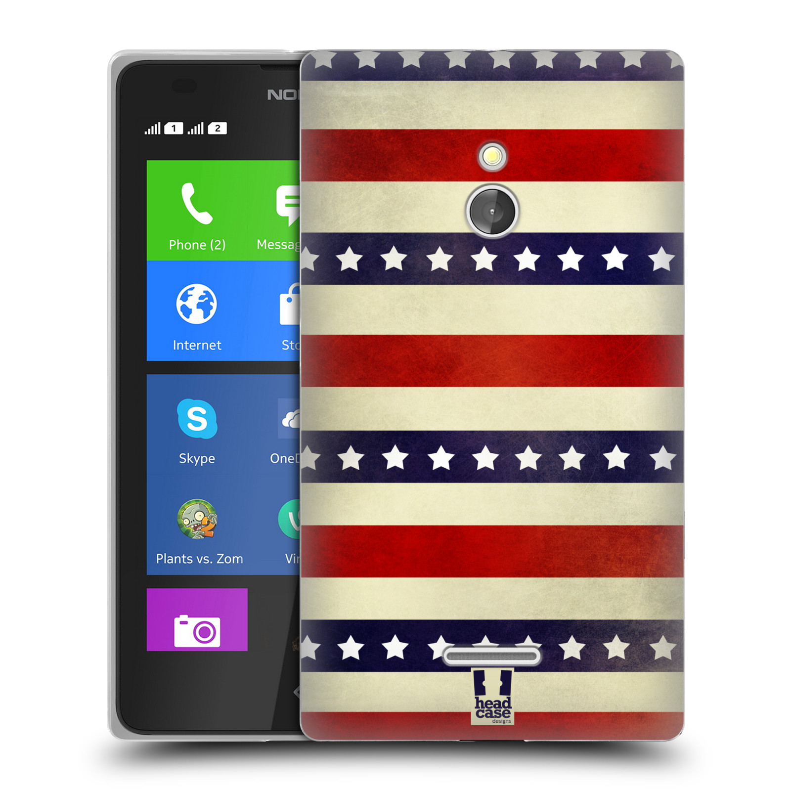 HEAD CASE silikonový obal na mobil NOKIA XL / NOKIA XL DUAL SIM vzor USA VLAJKA 3 RUDÉ PRUHY