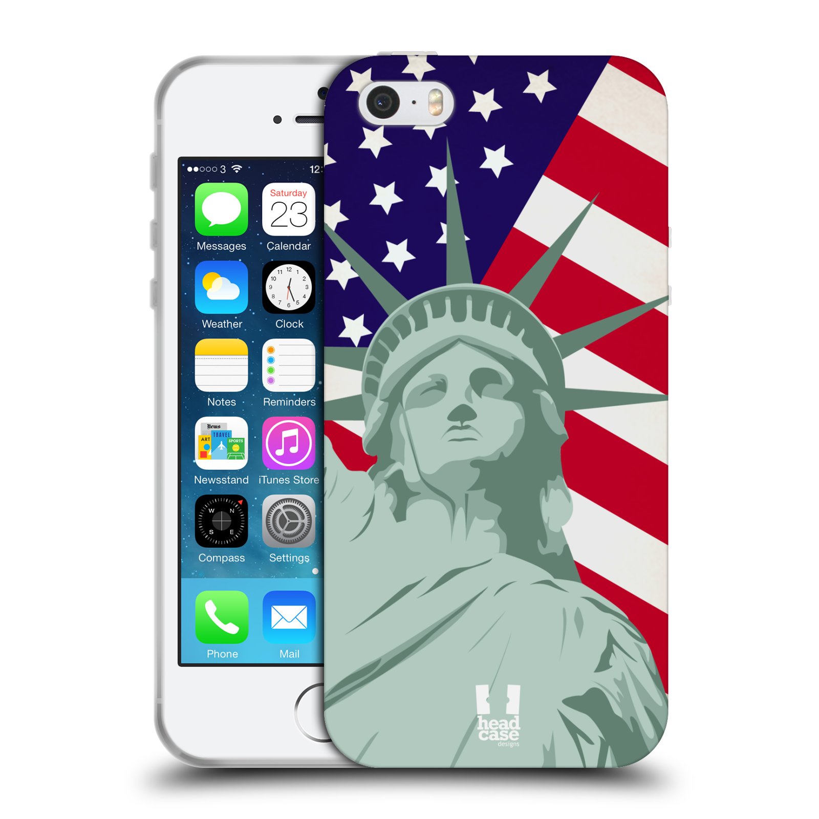 HEAD CASE silikonový obal na mobil Apple Iphone 5/5S vzor Americká pýcha SOCHA SVOBODY