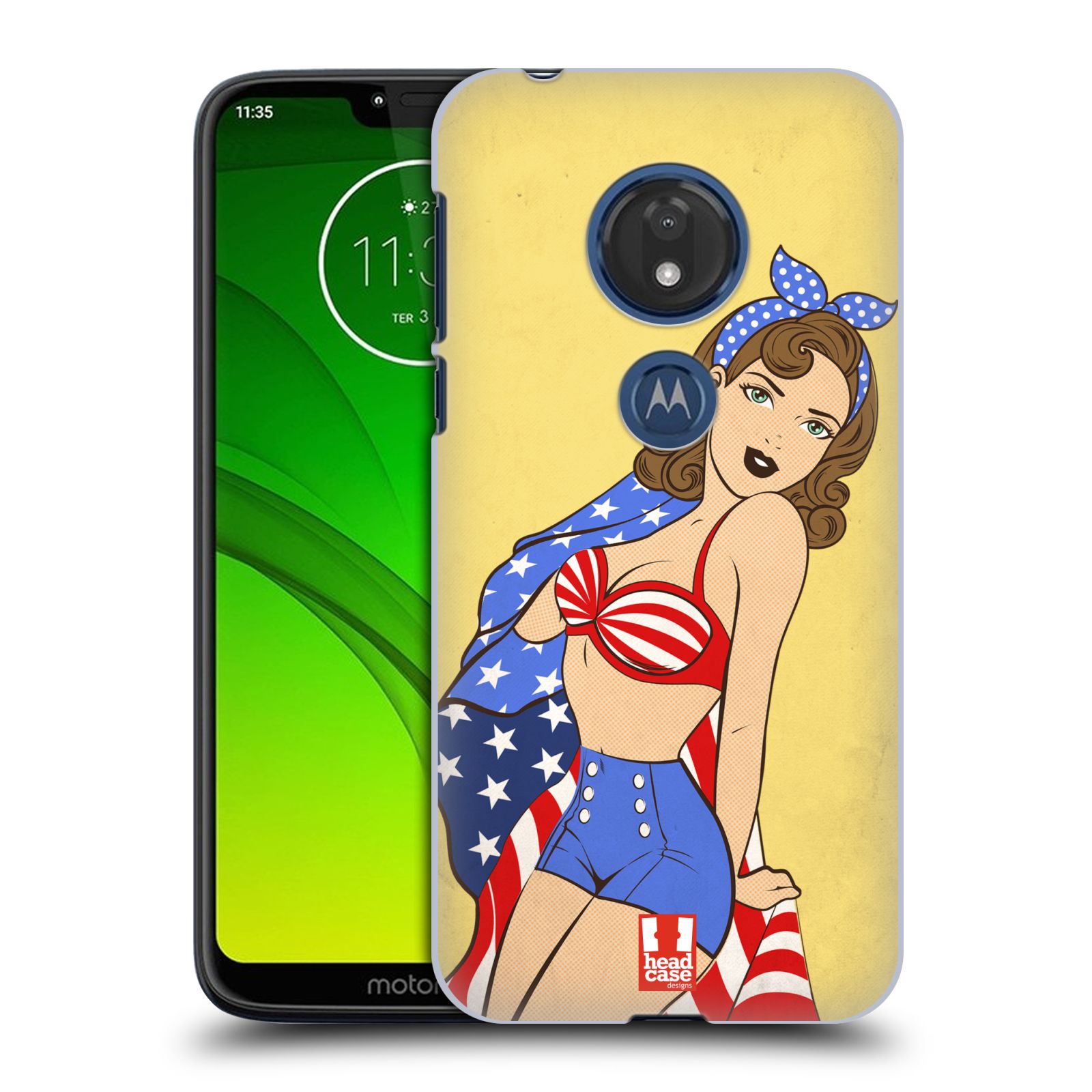Pouzdro na mobil Motorola Moto G7 Play vzor Americké krásky ELIZABETH