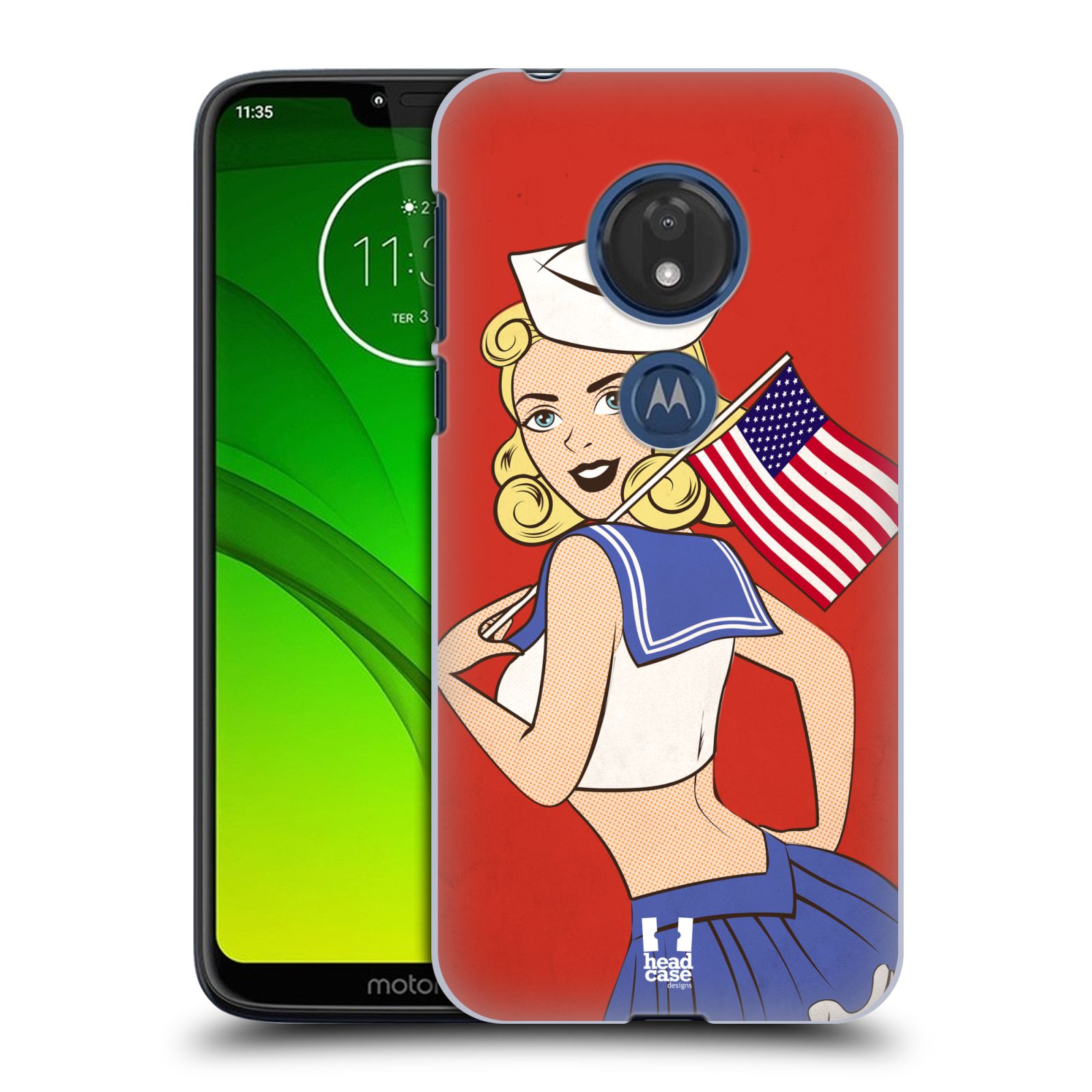 Pouzdro na mobil Motorola Moto G7 Play vzor Americké krásky JULIE