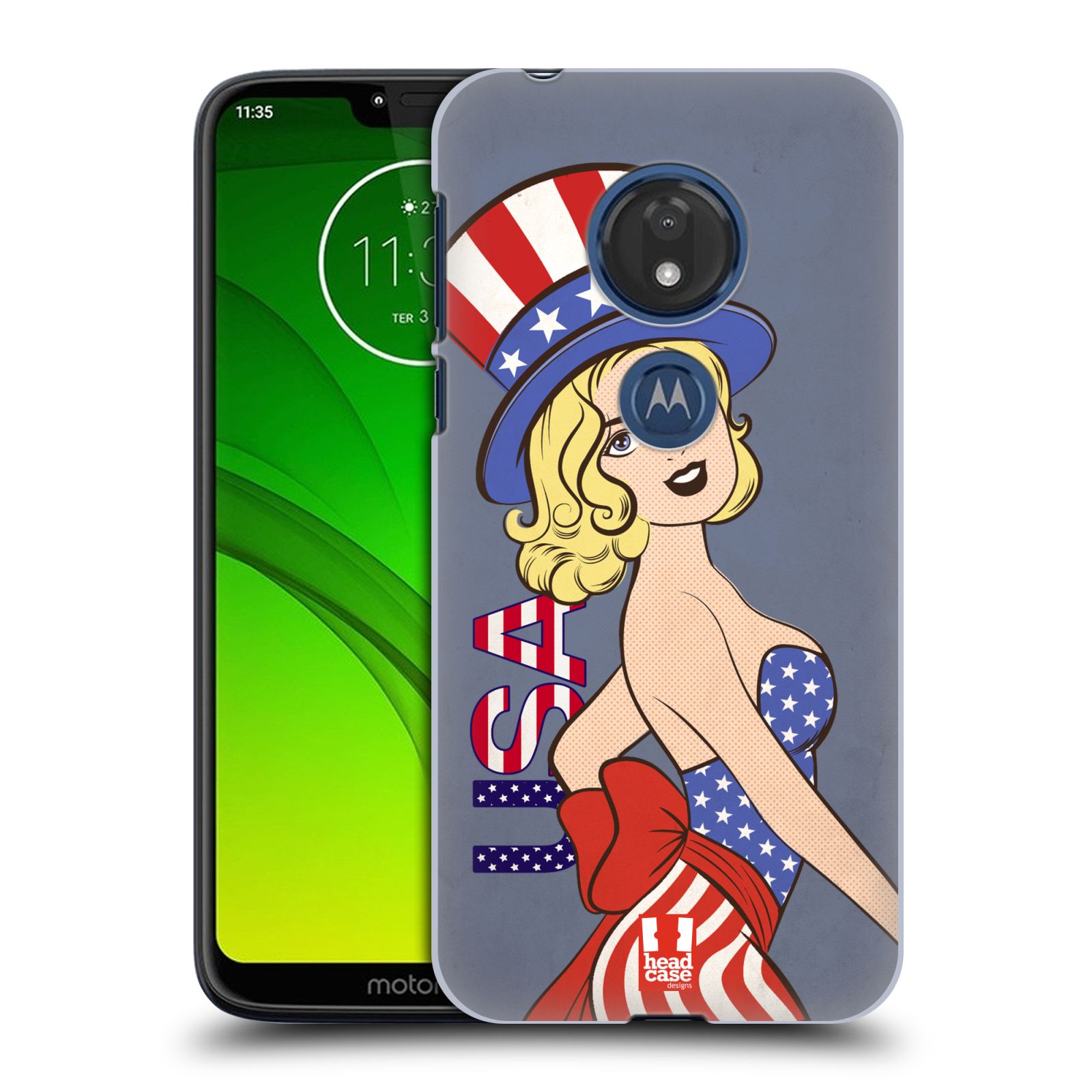 Pouzdro na mobil Motorola Moto G7 Play vzor Americké krásky SARAH
