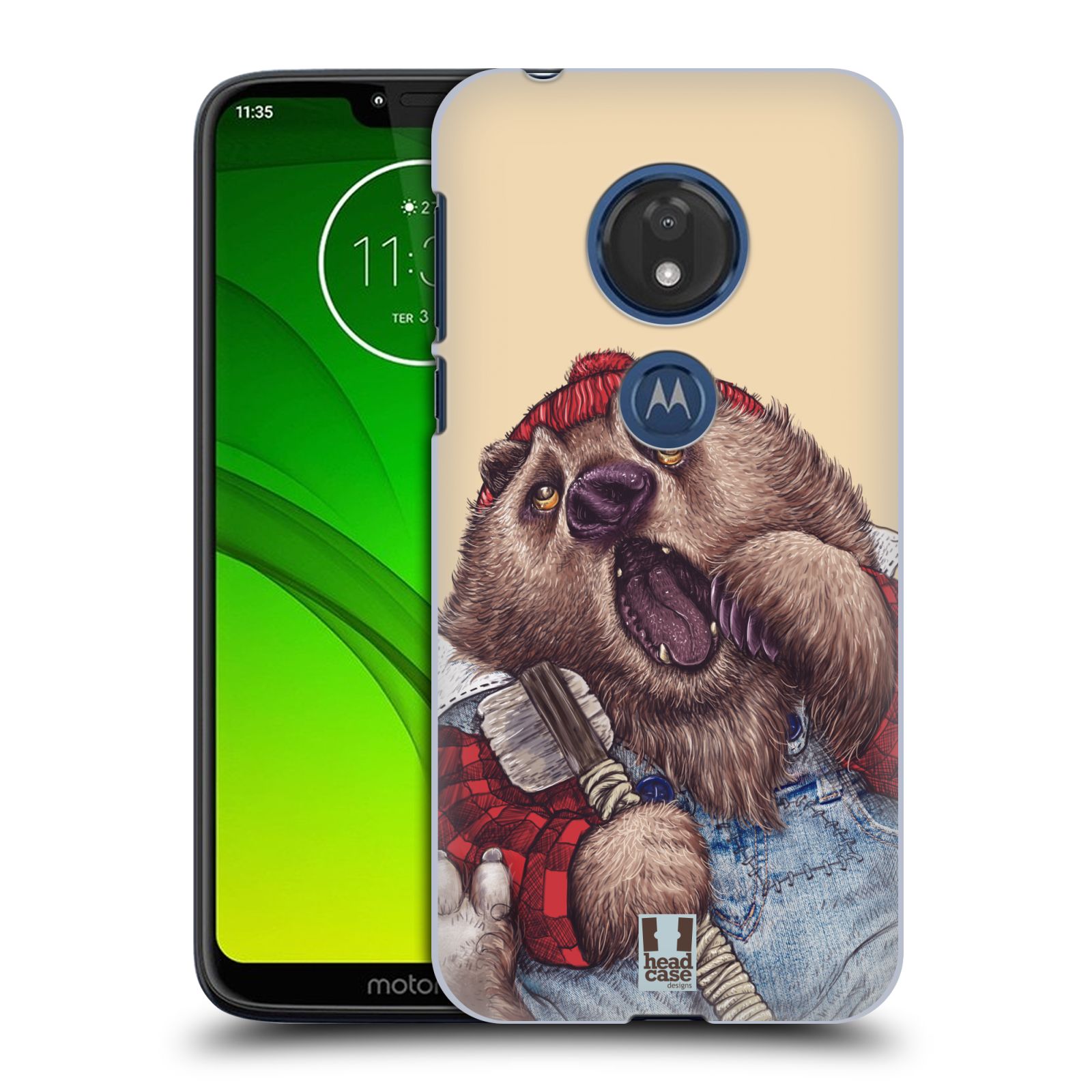 Pouzdro na mobil Motorola Moto G7 Play vzor Kreslená zvířátka medvěd