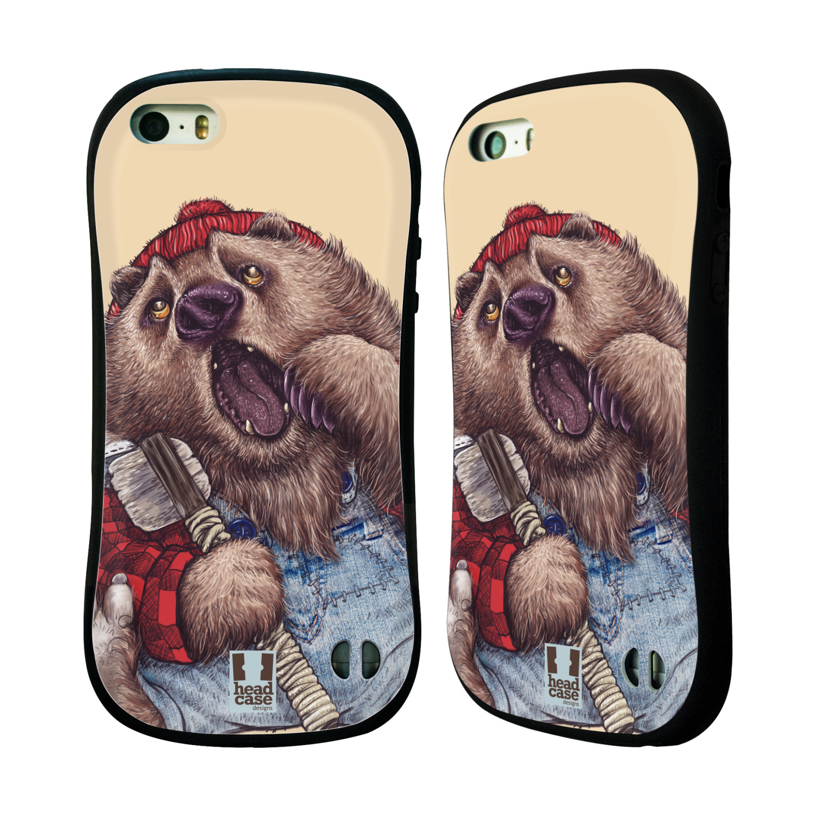 HEAD CASE silikon/plast odolný obal na mobil Apple Iphone 5/5S vzor Kreslená zvířátka medvěd