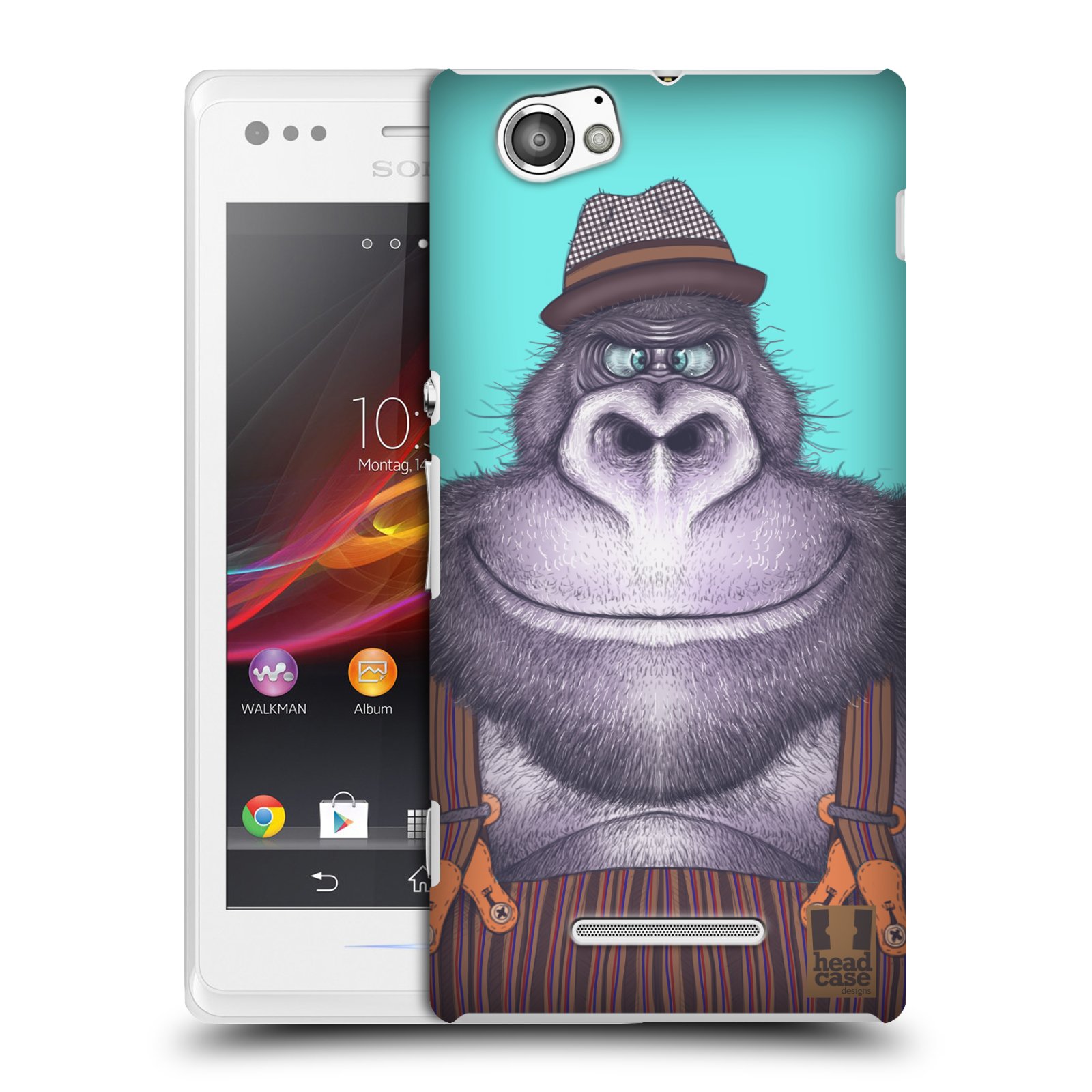 HEAD CASE plastový obal na mobil Sony Xperia M vzor Kreslená zvířátka gorila