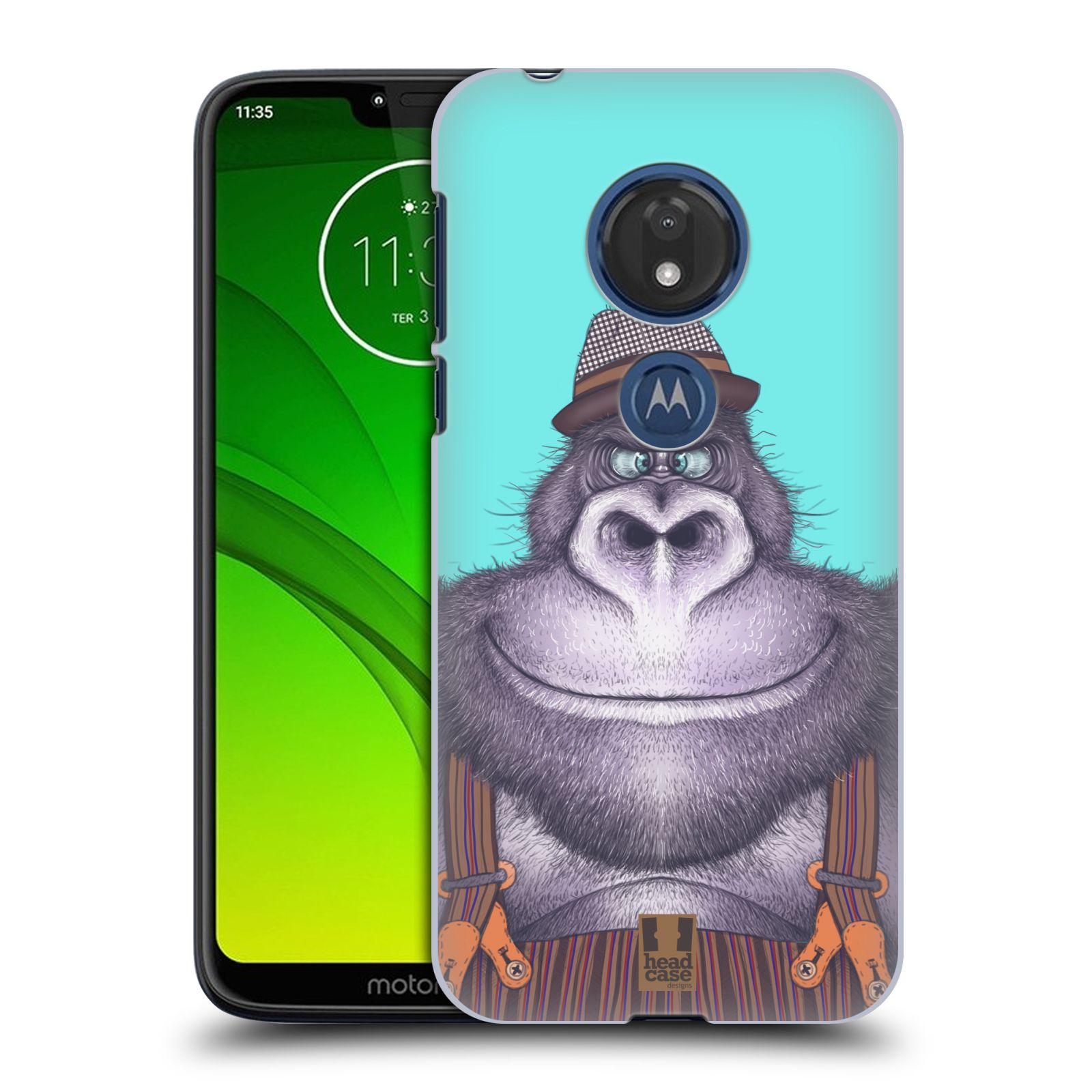 Pouzdro na mobil Motorola Moto G7 Play vzor Kreslená zvířátka gorila