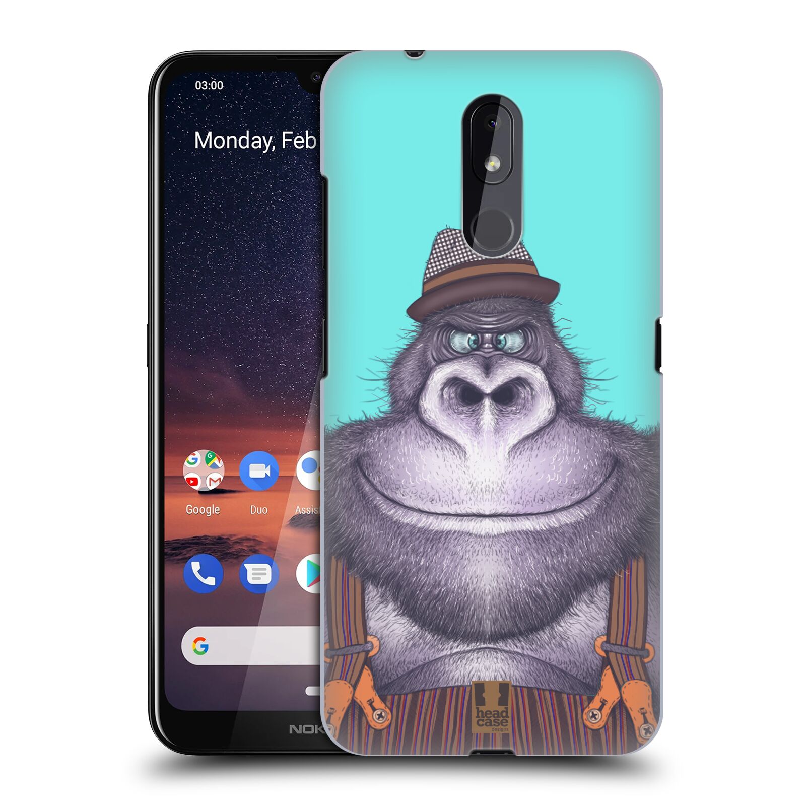 Pouzdro na mobil Nokia 3.2 - HEAD CASE - vzor Kreslená zvířátka gorila