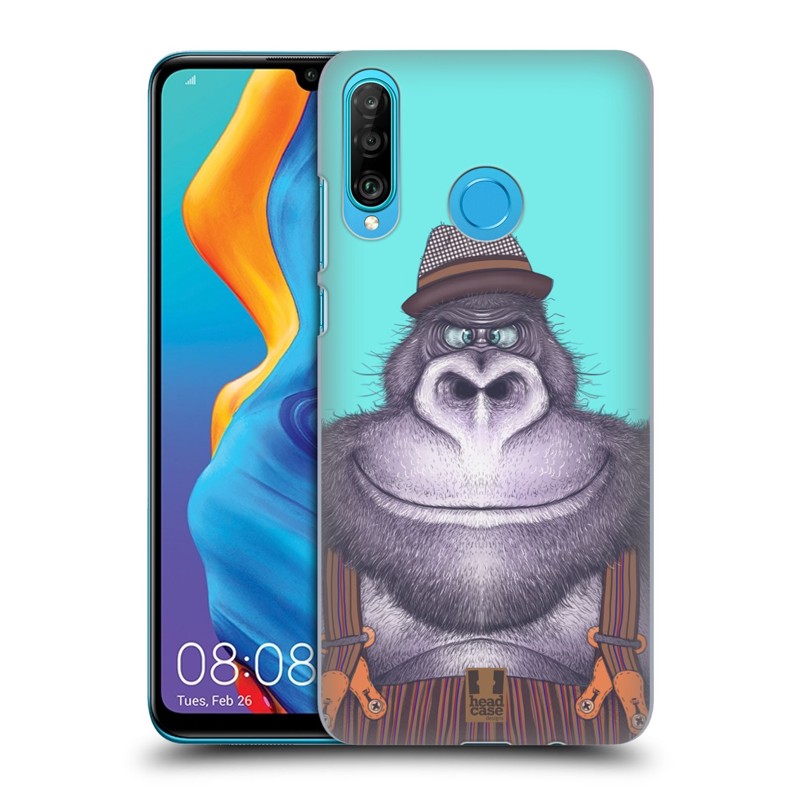 Pouzdro na mobil Huawei P30 LITE - HEAD CASE - vzor Kreslená zvířátka gorila