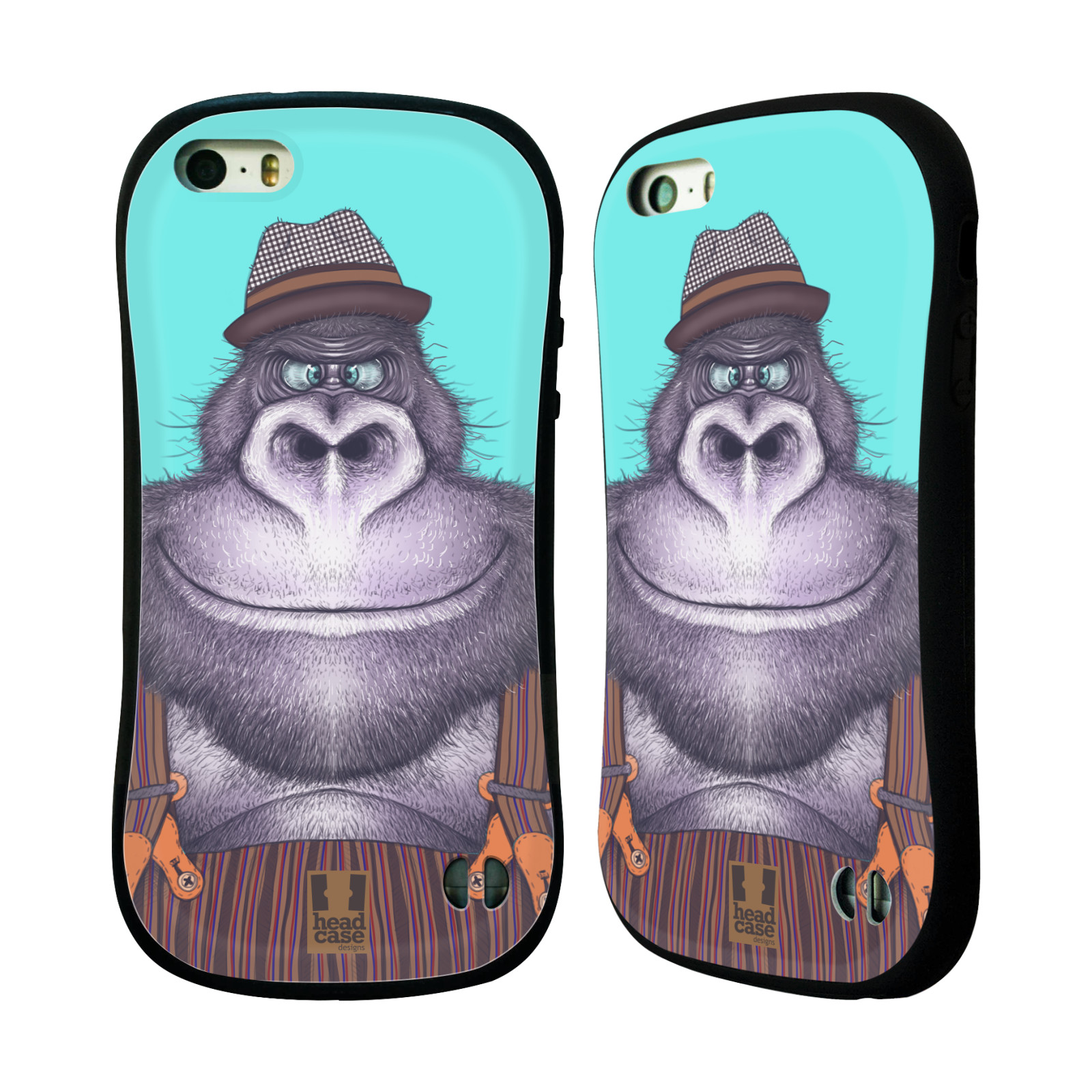 HEAD CASE silikon/plast odolný obal na mobil Apple Iphone 5/5S vzor Kreslená zvířátka gorila