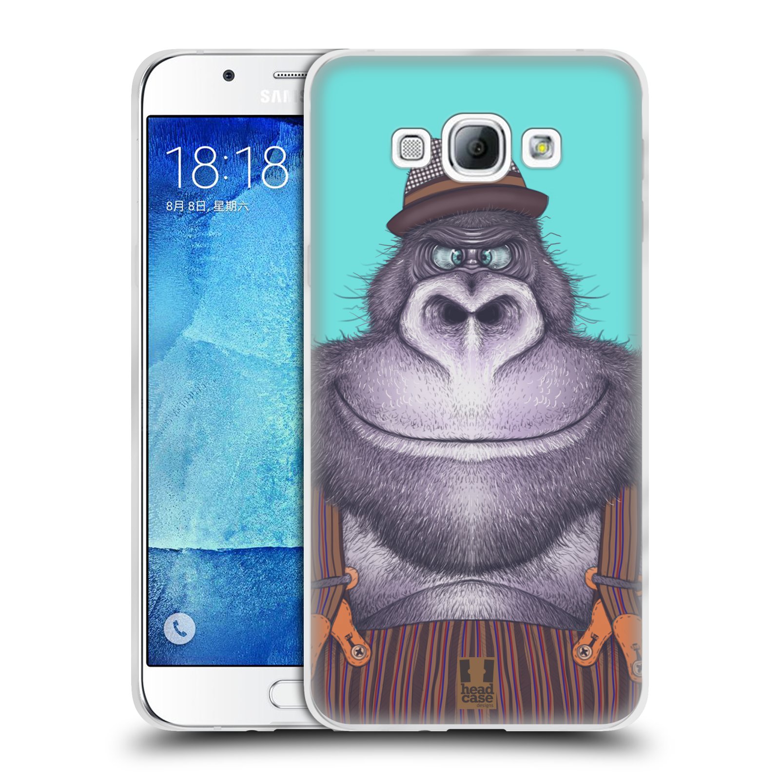 HEAD CASE silikonový obal na mobil Samsung Galaxy A8 vzor Kreslená zvířátka gorila
