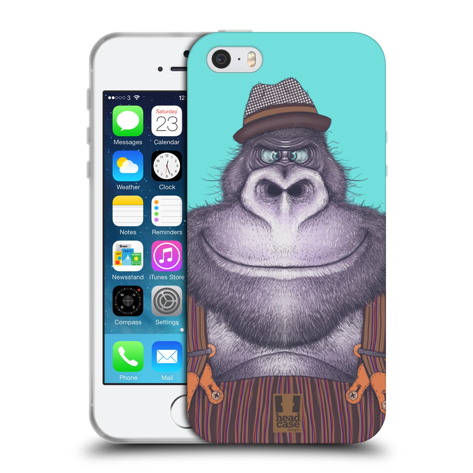 HEAD CASE silikonový obal na mobil Apple Iphone 5/5S vzor Kreslená zvířátka gorila