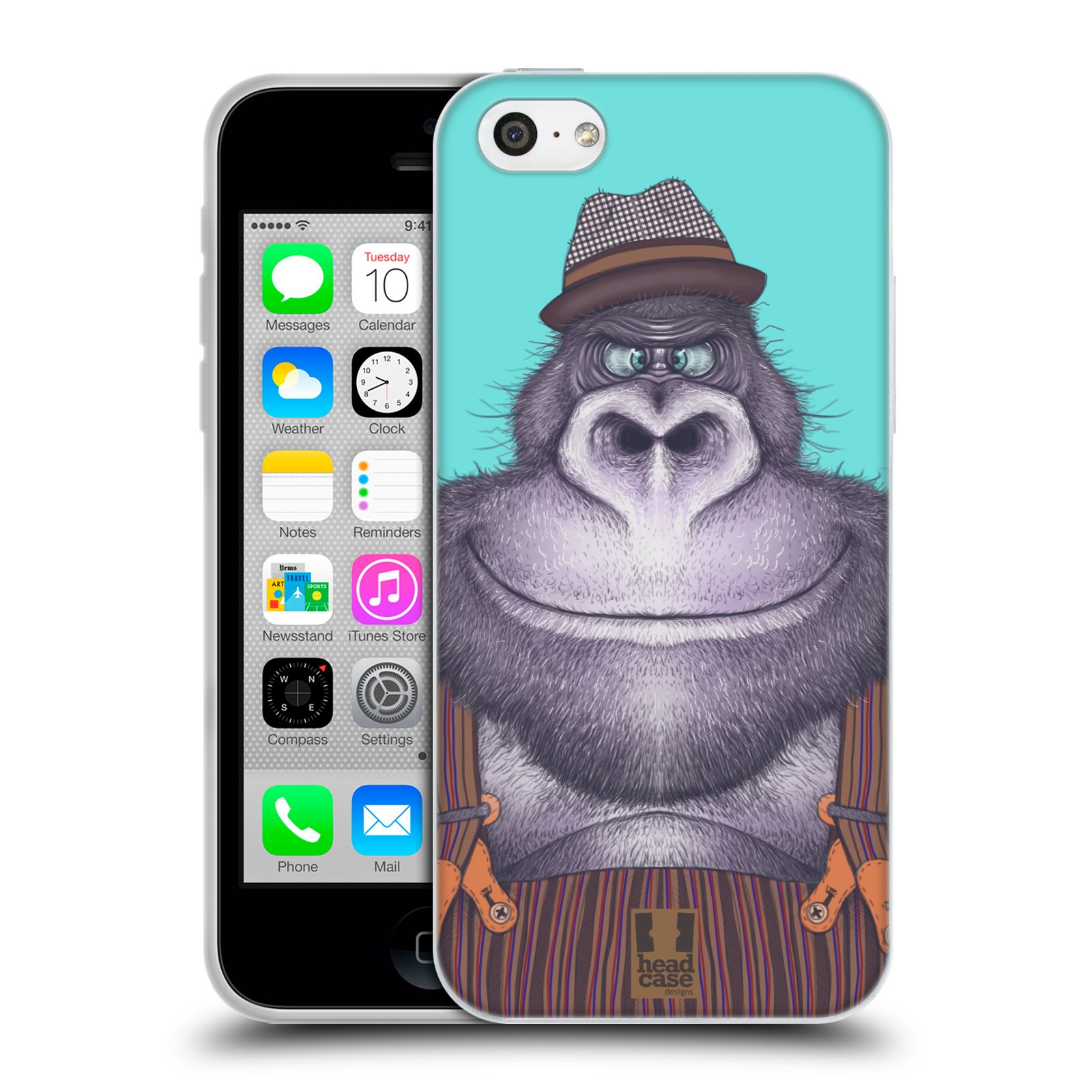 HEAD CASE silikonový obal na mobil Apple Iphone 5C vzor Kreslená zvířátka gorila