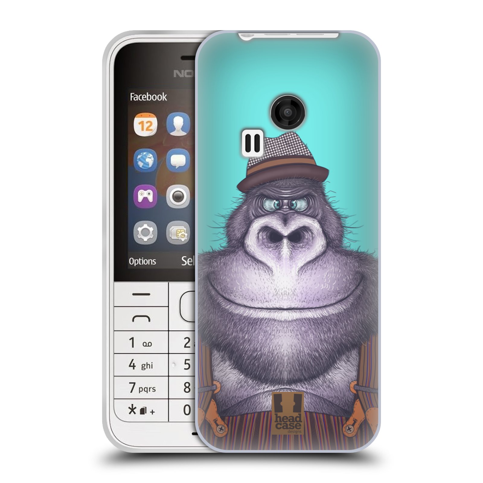 HEAD CASE silikonový obal na mobil NOKIA 220 / NOKIA 220 DUAL SIM vzor Kreslená zvířátka gorila