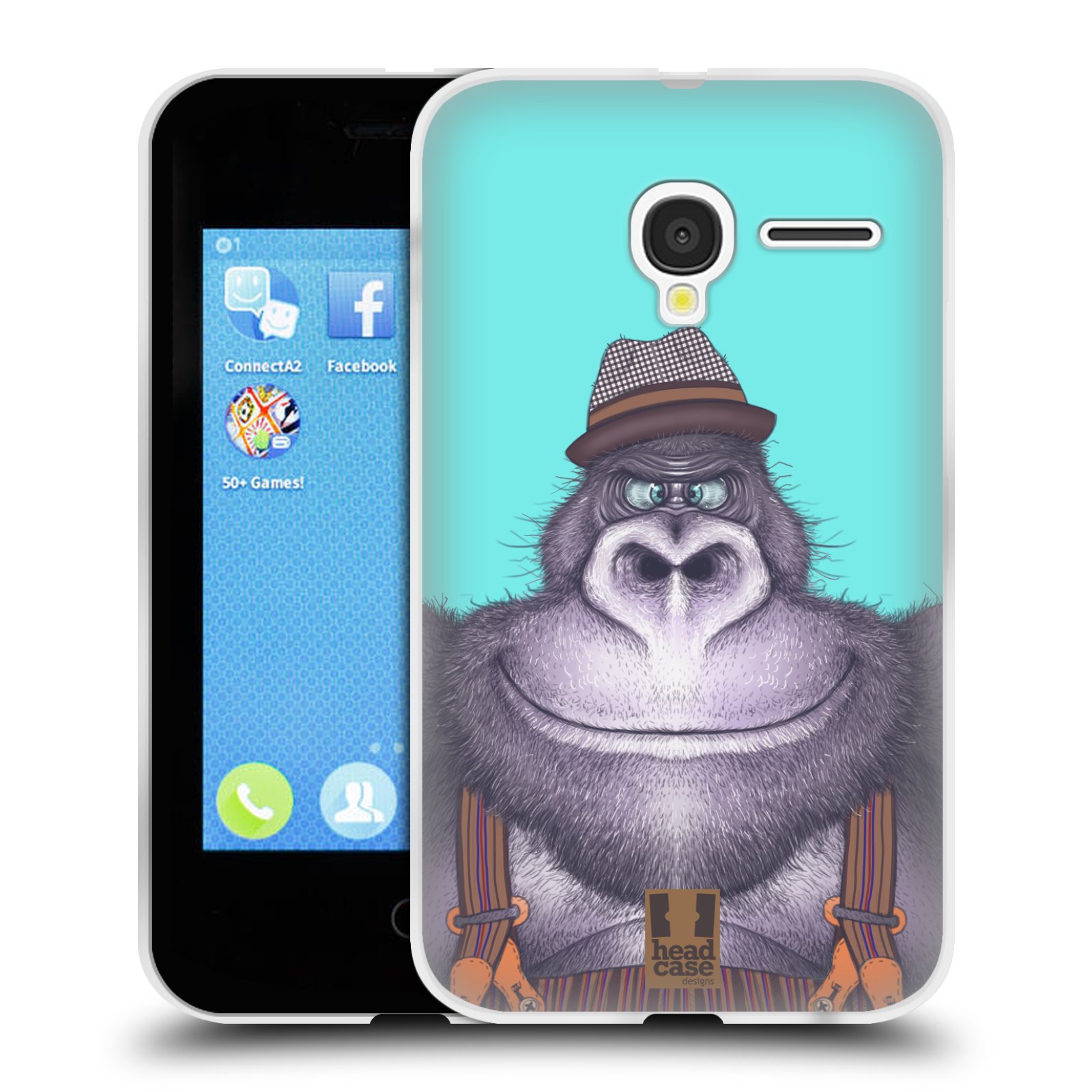 HEAD CASE silikonový obal na mobil Alcatel PIXI 3 OT-4022D (3,5 palcový displej) vzor Kreslená zvířátka gorila