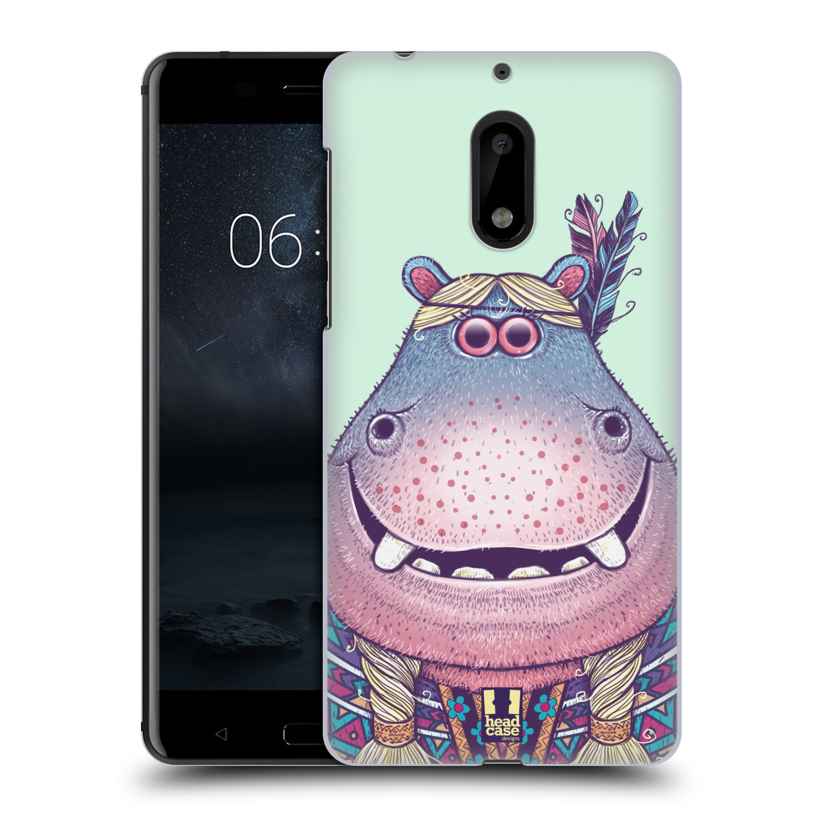 HEAD CASE plastový obal na mobil Nokia 6 vzor Kreslená zvířátka hroch