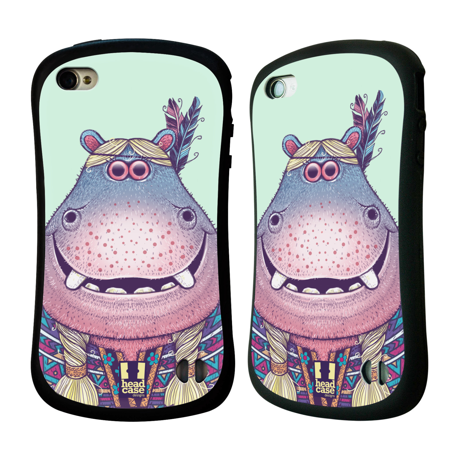 HEAD CASE silikon/plast odolný obal na mobil Apple Iphone 4/4S vzor Kreslená zvířátka hroch