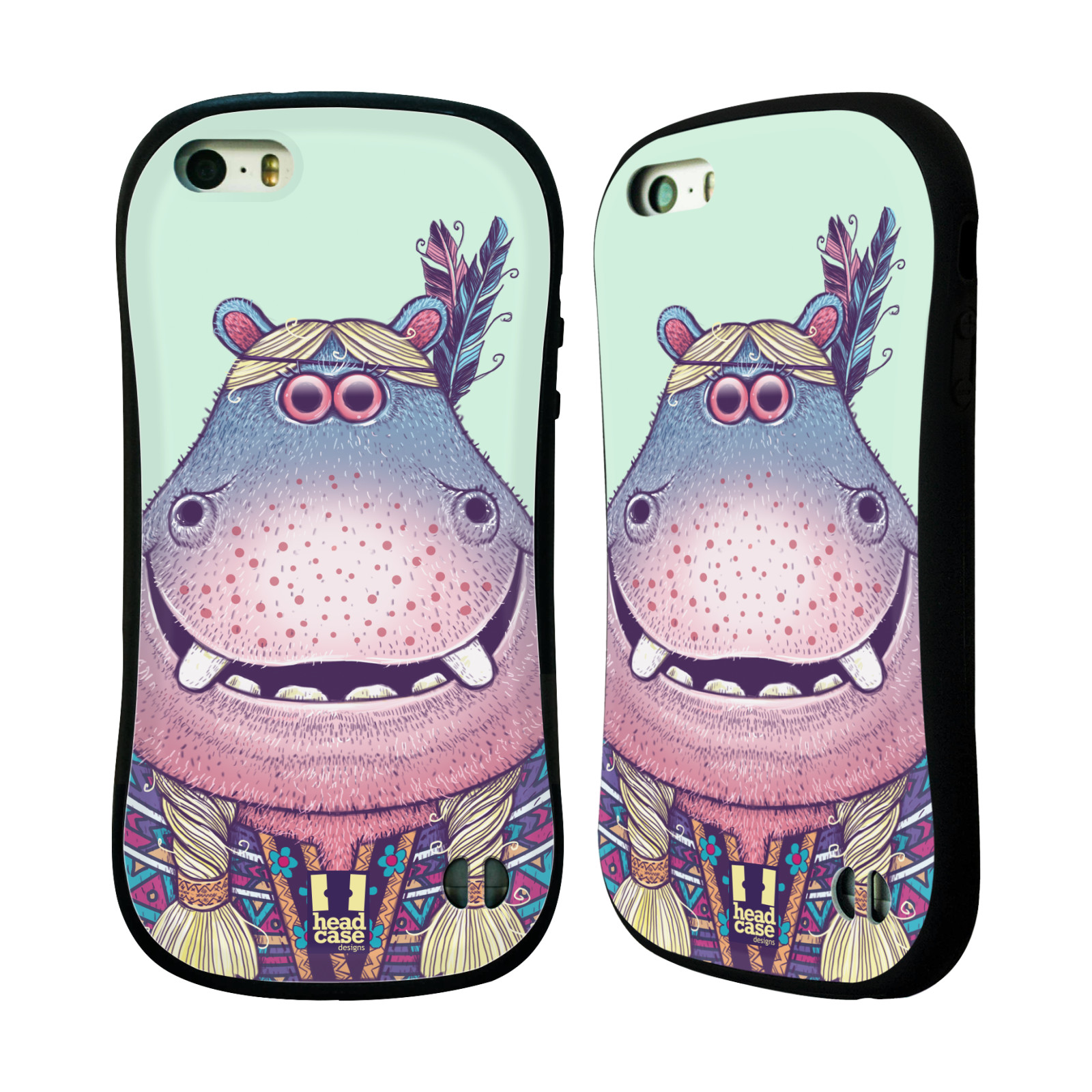 HEAD CASE silikon/plast odolný obal na mobil Apple Iphone 5/5S vzor Kreslená zvířátka hroch
