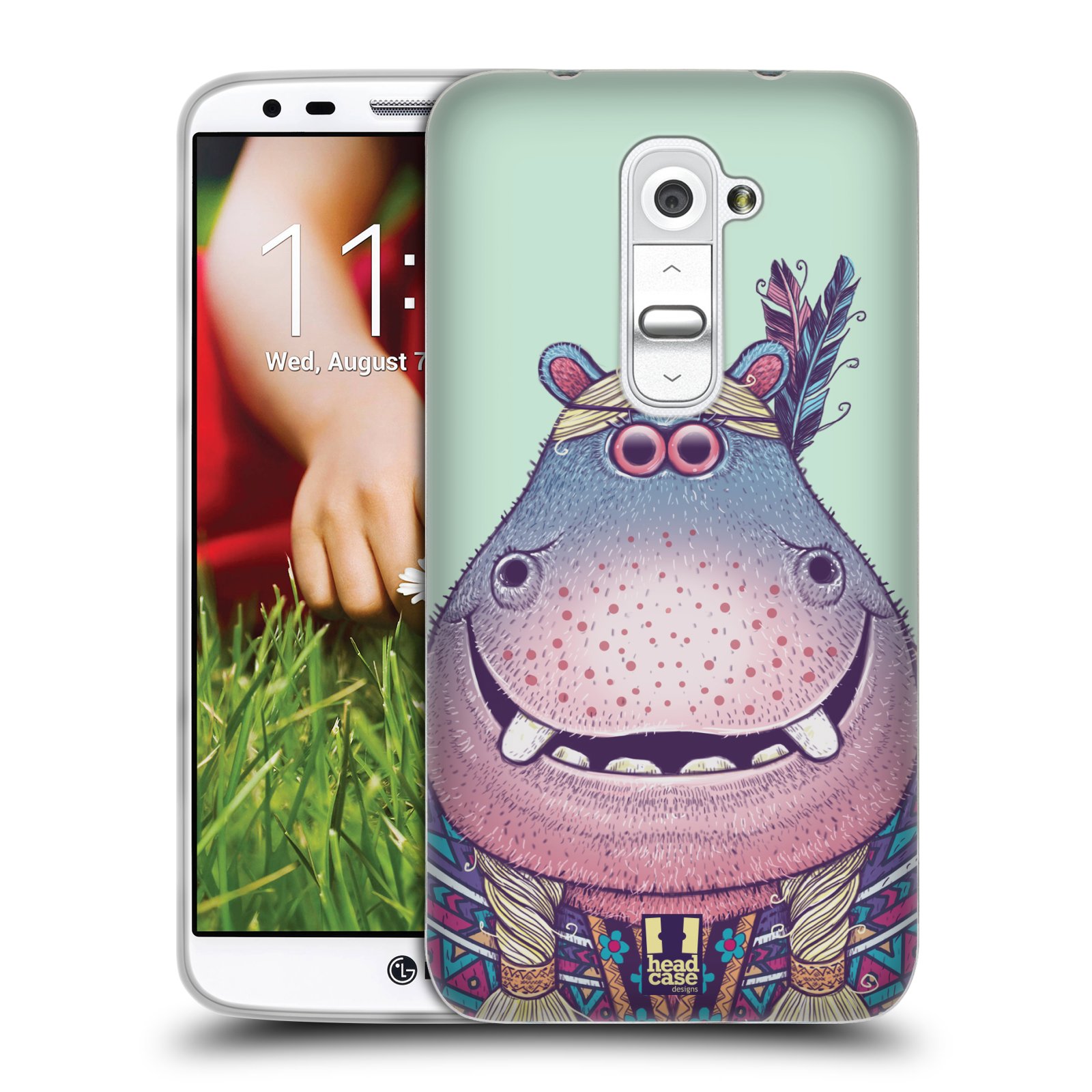 HEAD CASE silikonový obal na mobil LG G2 vzor Kreslená zvířátka hroch