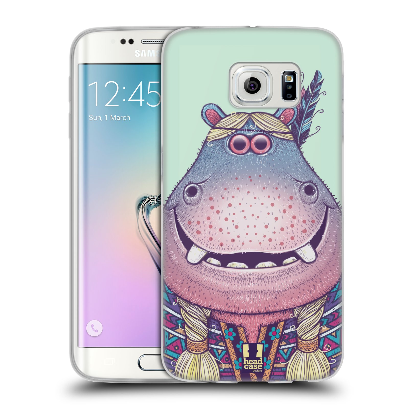 HEAD CASE silikonový obal na mobil Samsung Galaxy S6 EDGE vzor Kreslená zvířátka hroch
