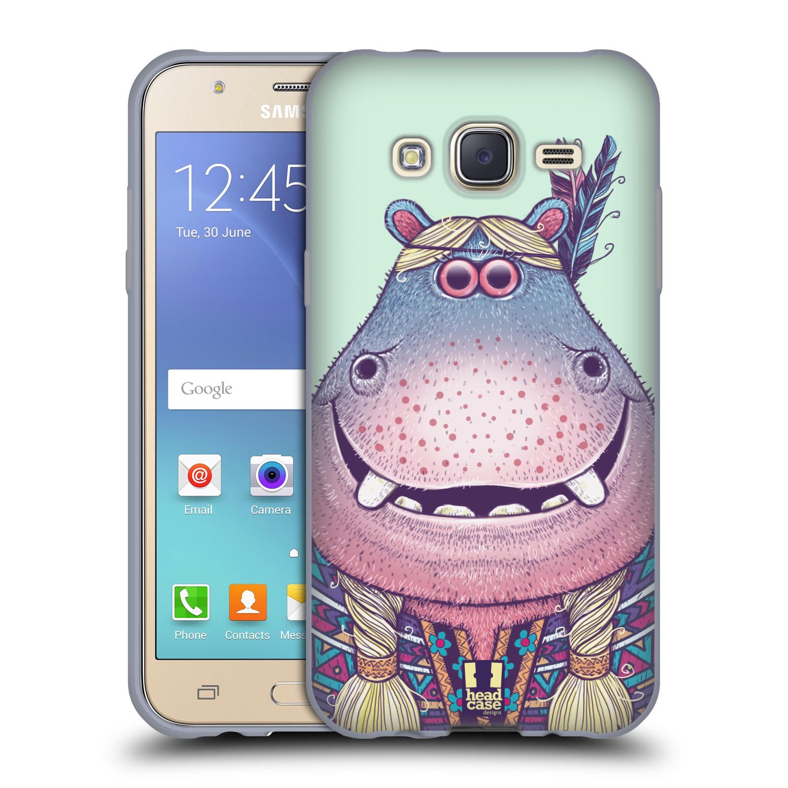 HEAD CASE silikonový obal na mobil Samsung Galaxy J5, J500, (J5 DUOS) vzor Kreslená zvířátka hroch