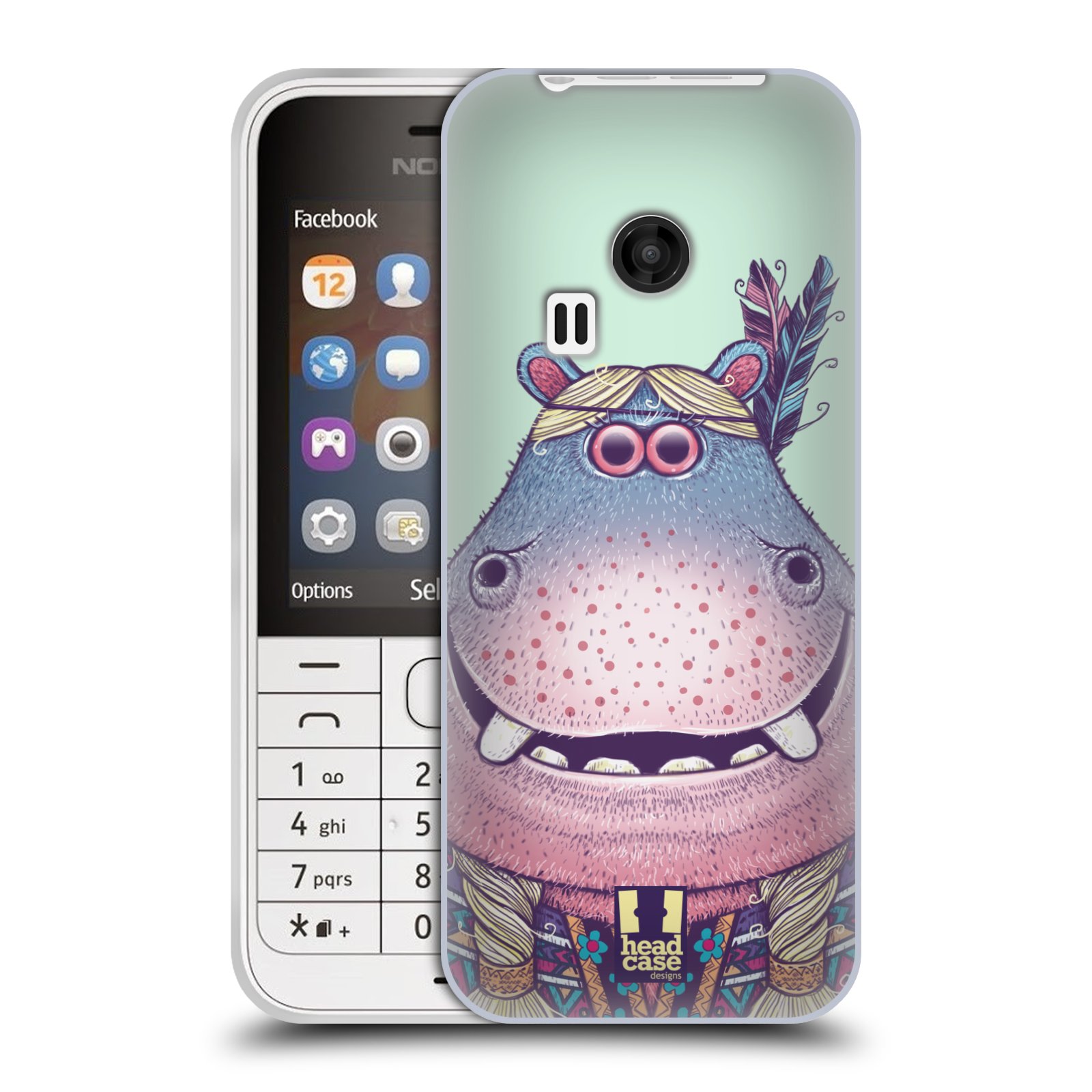 HEAD CASE silikonový obal na mobil NOKIA 220 / NOKIA 220 DUAL SIM vzor Kreslená zvířátka hroch