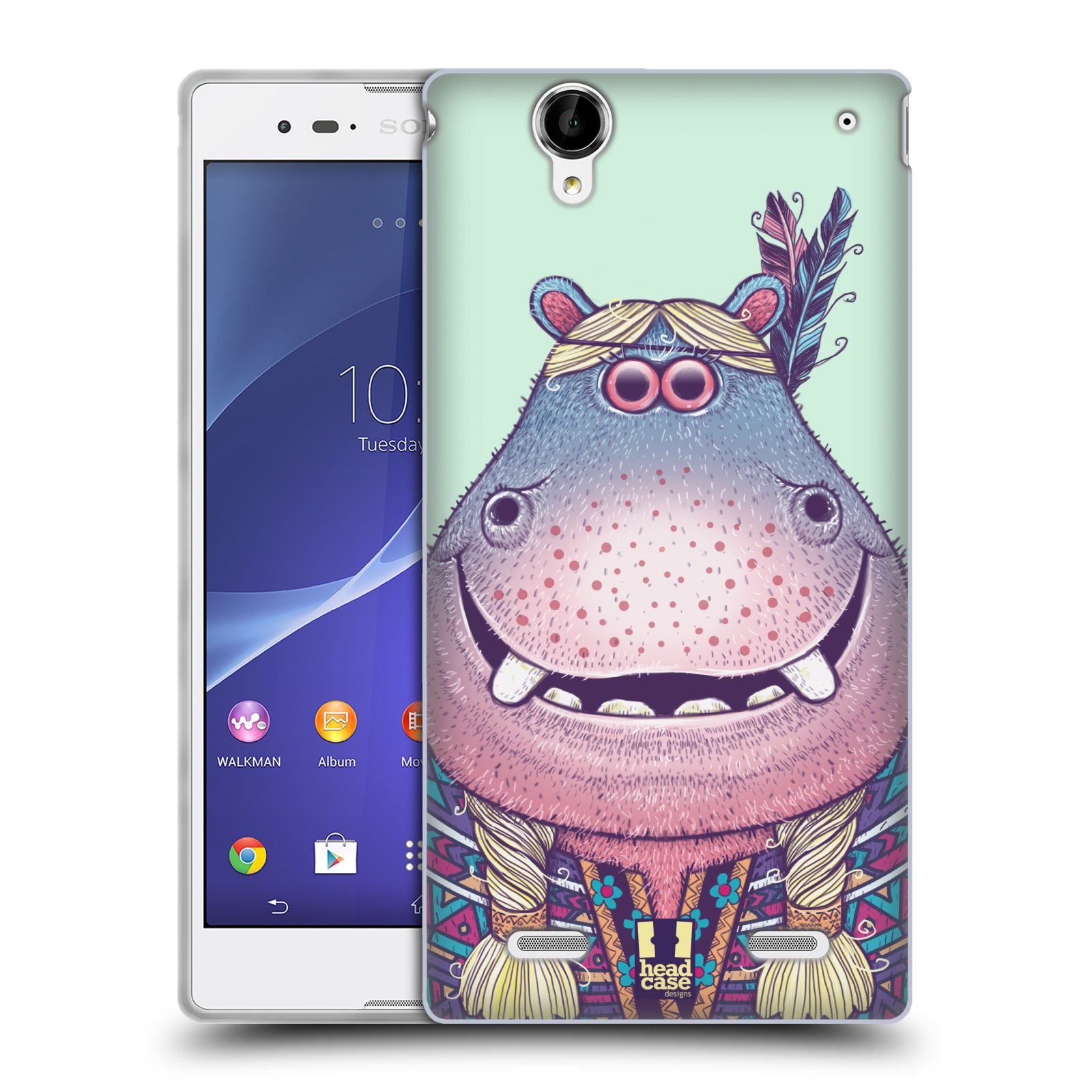 HEAD CASE silikonový obal na mobil Sony Xperia T2 Ultra/T2 Ultra DUAL SIM vzor Kreslená zvířátka hroch