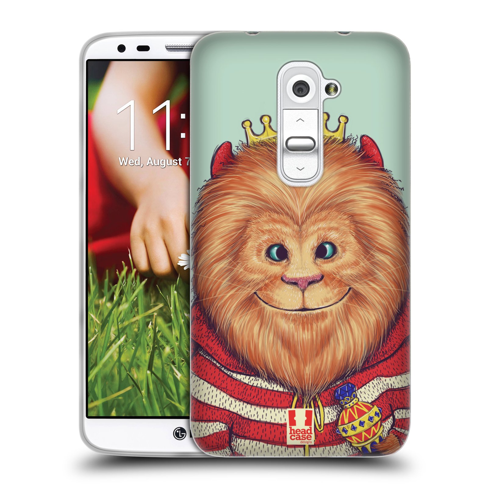 HEAD CASE silikonový obal na mobil LG G2 vzor Kreslená zvířátka lev