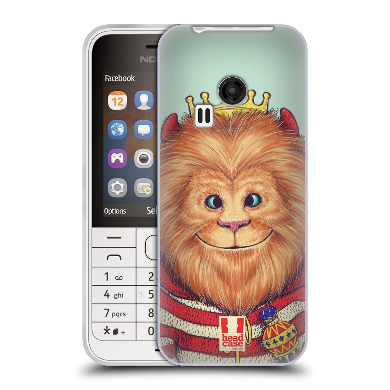 HEAD CASE silikonový obal na mobil NOKIA 220 / NOKIA 220 DUAL SIM vzor Kreslená zvířátka lev