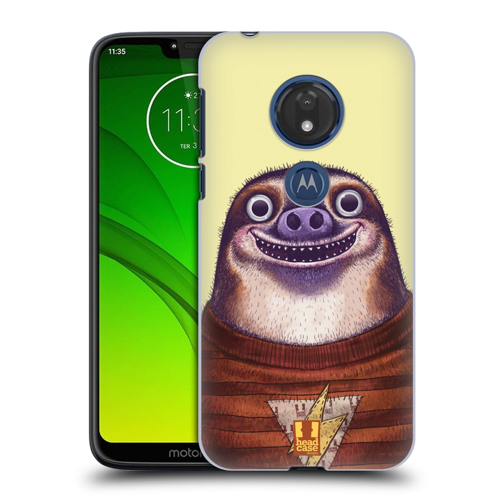Pouzdro na mobil Motorola Moto G7 Play vzor Kreslená zvířátka lenochod