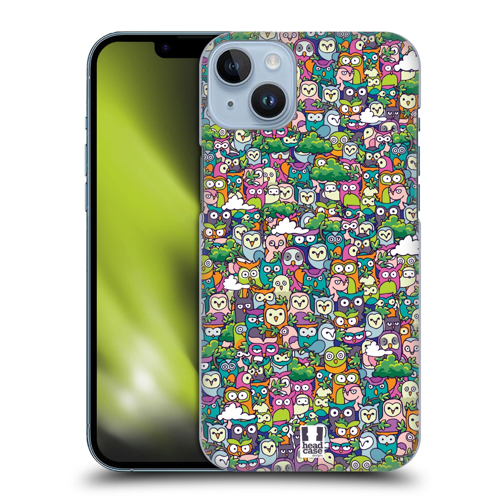 Obal na mobil Apple Iphone 14 PLUS - HEAD CASE - Kreslená zvířátka - Sovičky
