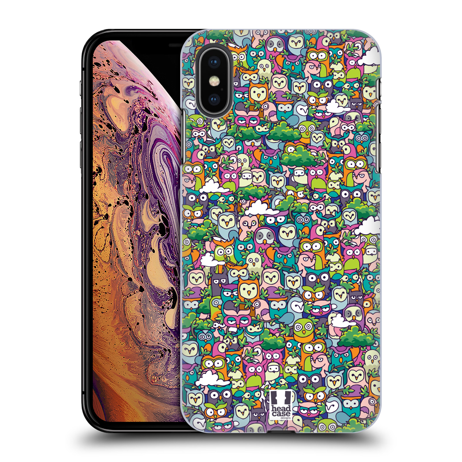 Obal na mobil Apple Iphone XS MAX - HEAD CASE - Kreslená zvířátka - Sovičky