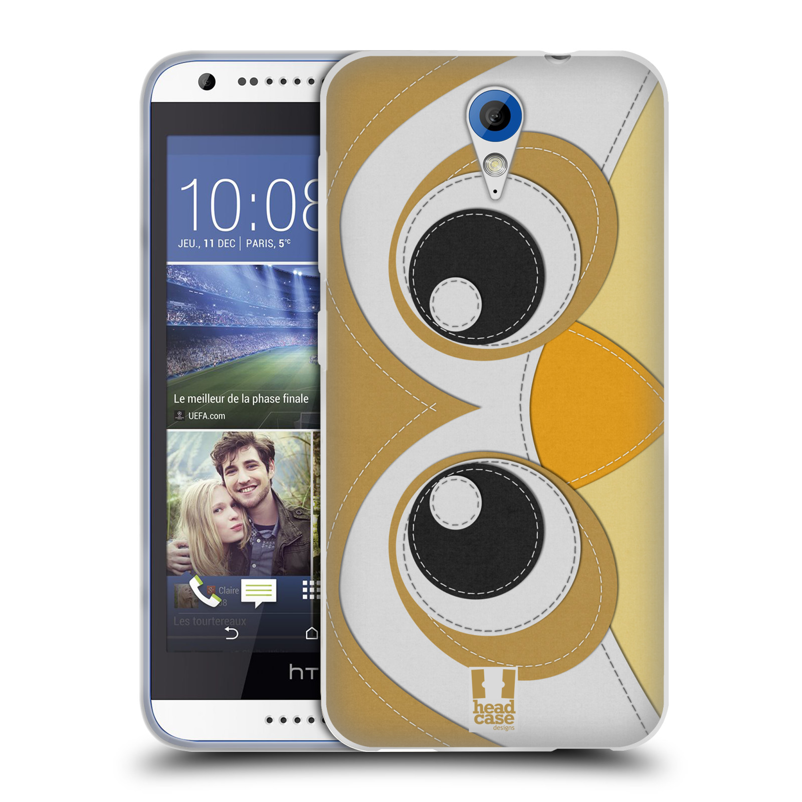 HEAD CASE silikonový obal na mobil HTC DESIRE 620 vzor zvířecí nášivka sovička