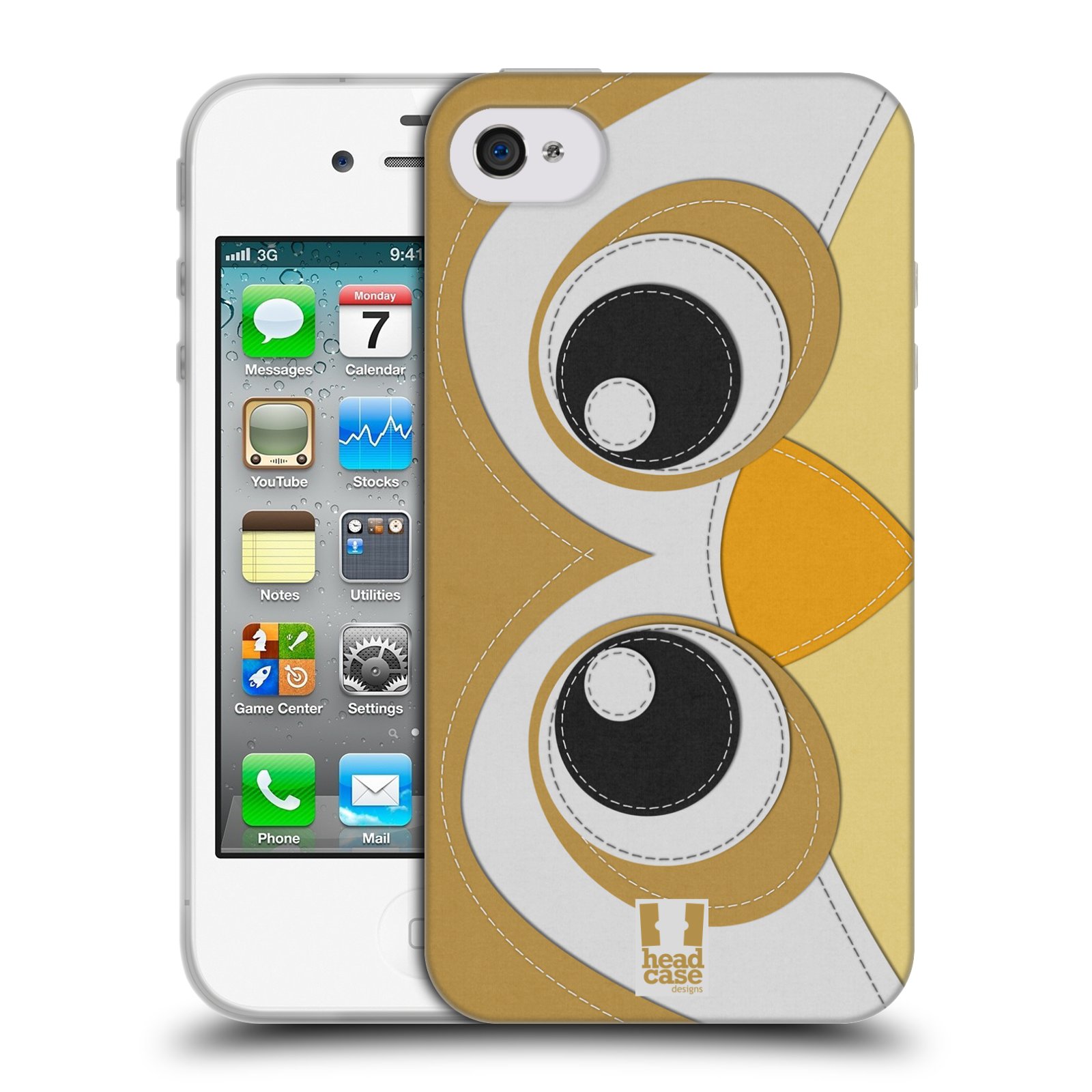 HEAD CASE silikonový obal na mobil Apple Iphone 4/4S vzor zvířecí nášivka sovička