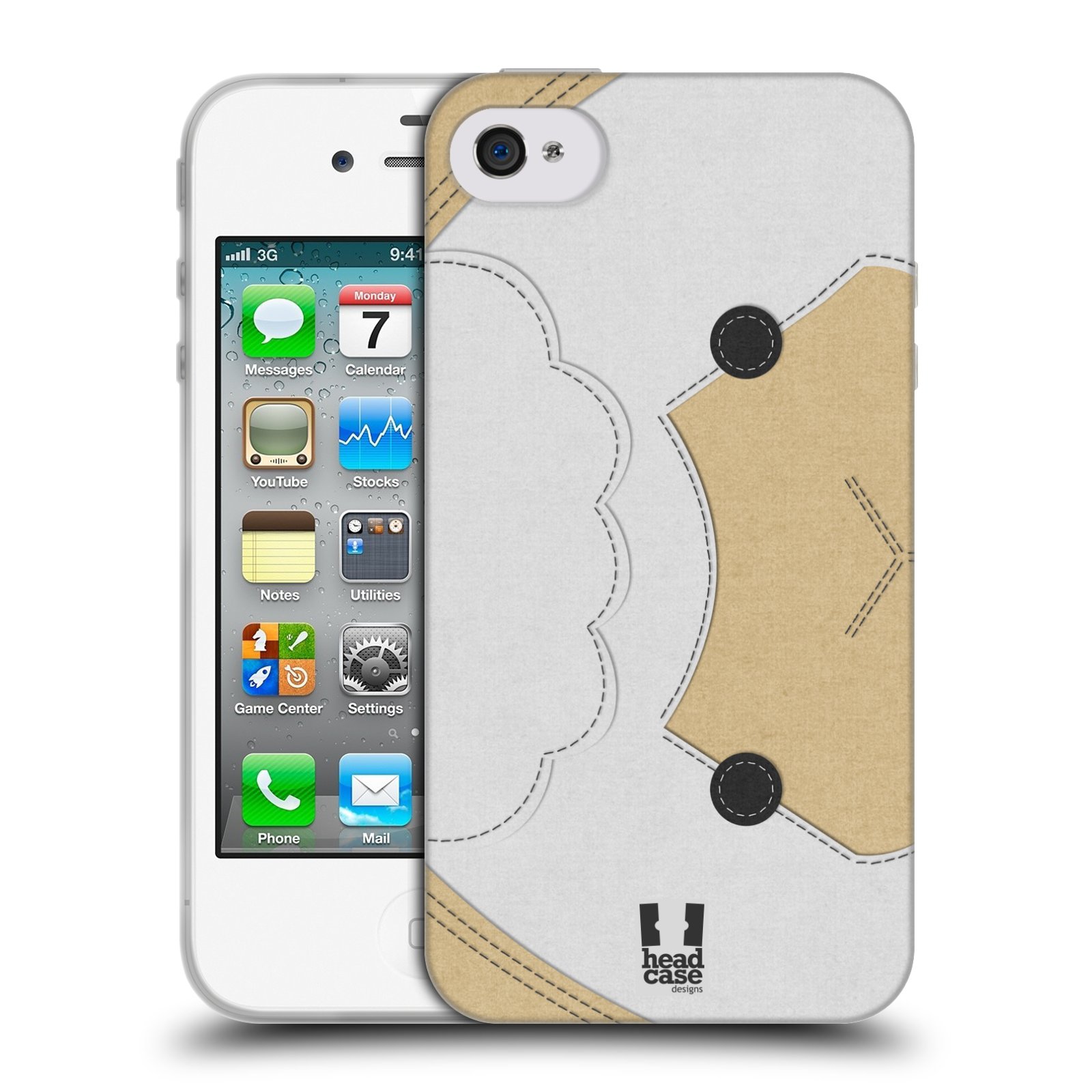 HEAD CASE silikonový obal na mobil Apple Iphone 4/4S vzor zvířecí nášivka ovečka